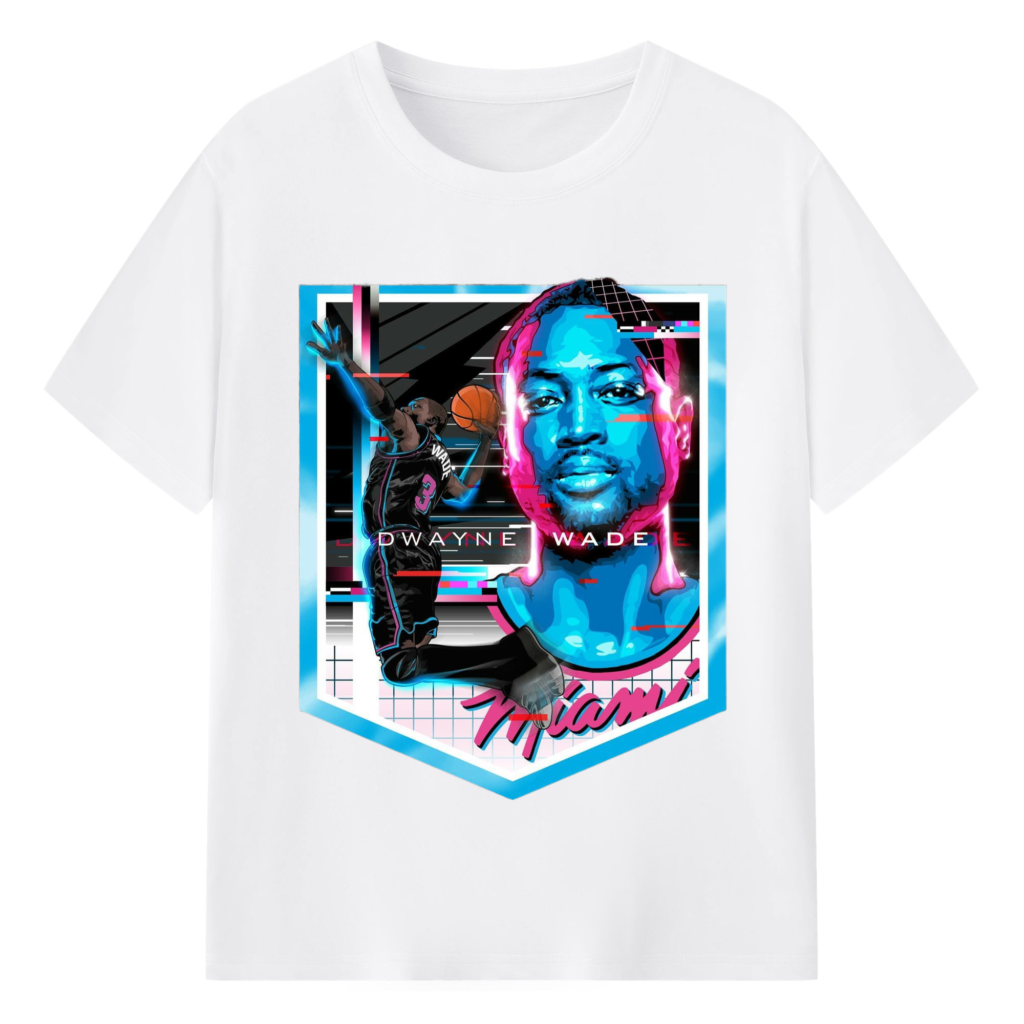 Dwyane wade miami heat Colored DrawingT-shirt​ - 180g Cotton T-Shirt With Front Heat Transfer Print – Soft, Lightweight, Fitted Design – Comfortable Casual Wear For Sports & Everyday Use
