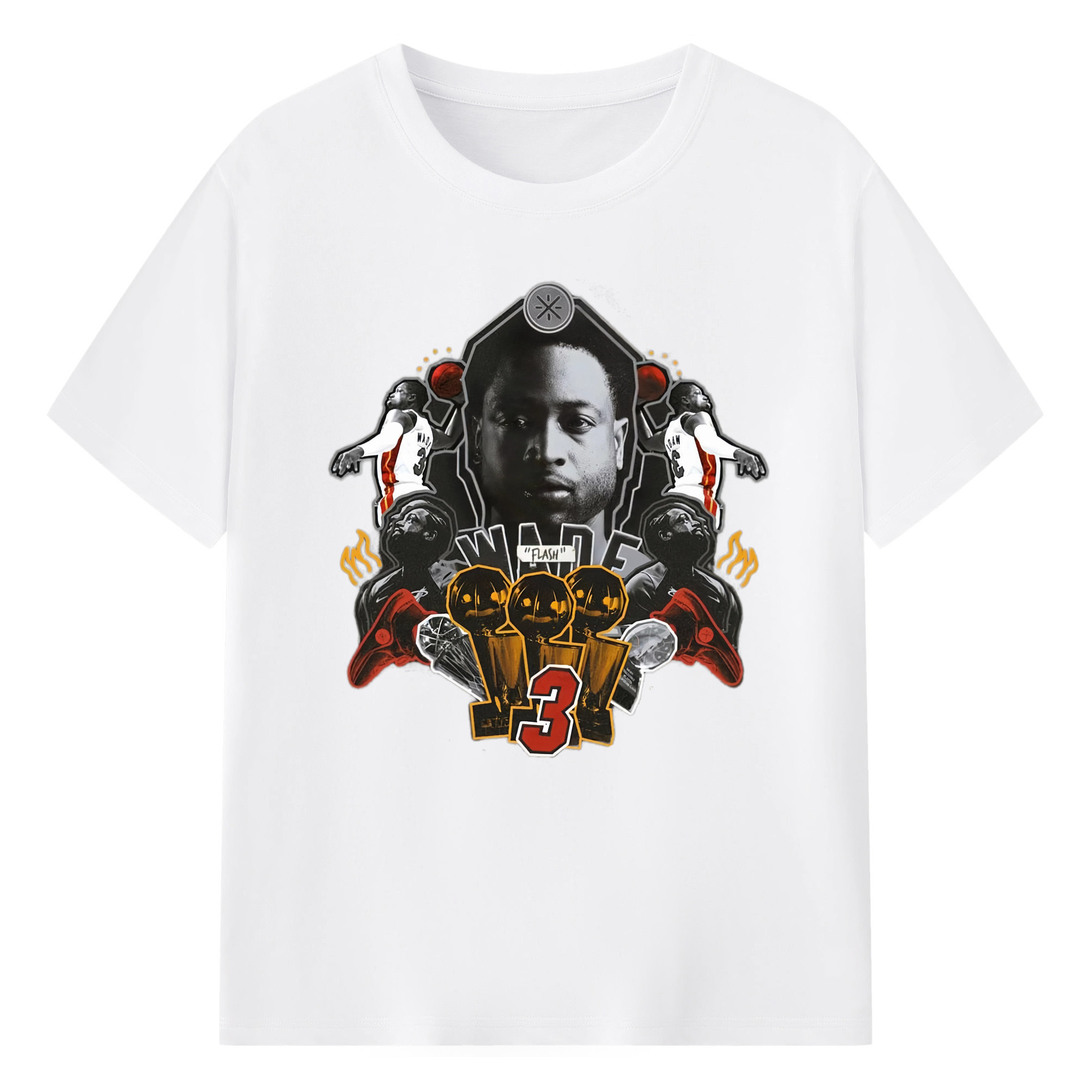 Dwyane wade Three NBA championships vintage T-shirt​ - 180g Cotton T-Shirt With Front Heat Transfer Print – Soft, Lightweight, Fitted Design – Comfortable Casual Wear For Sports & Everyday Use