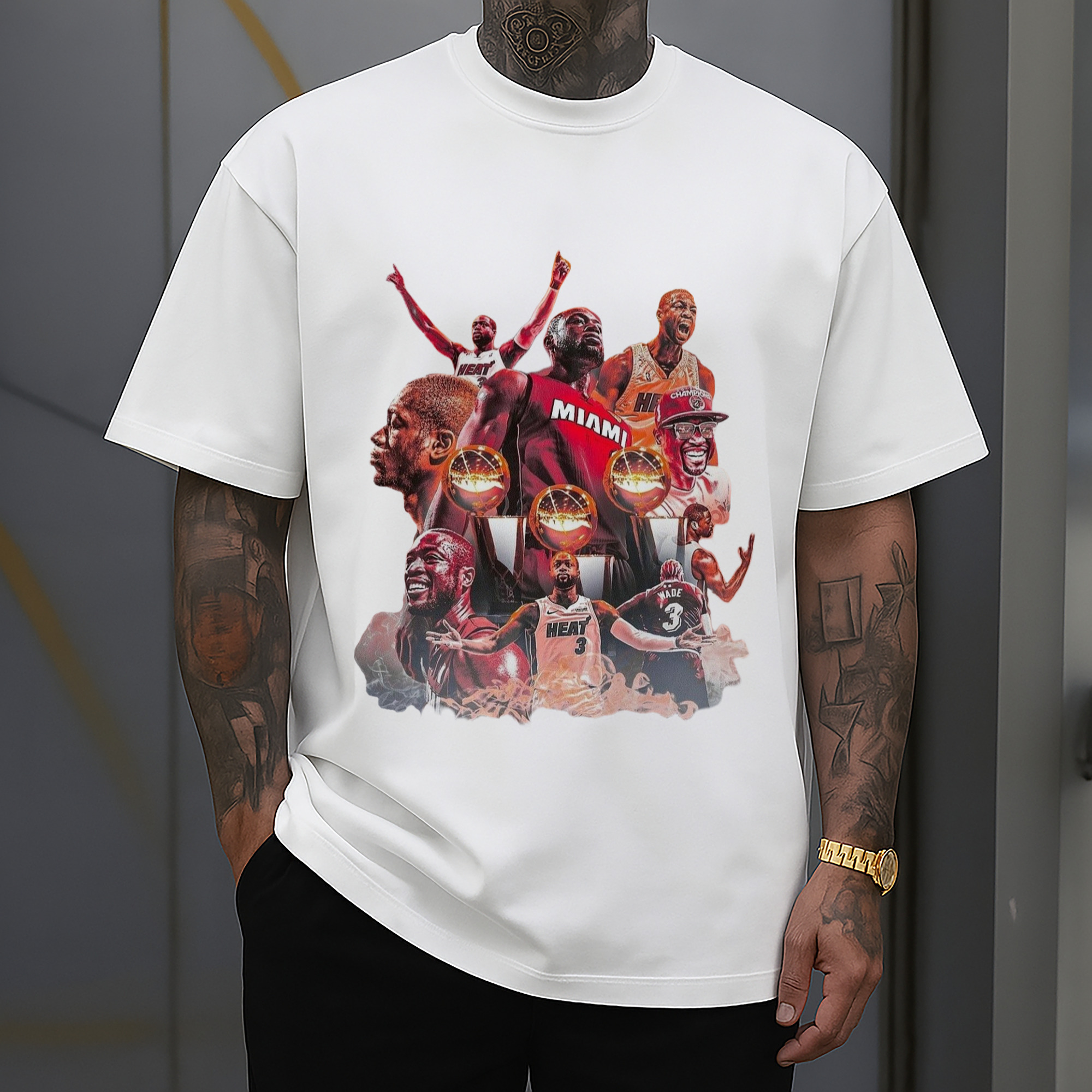dwyane wade miami heat Three NBA championships vintage T-shirt​