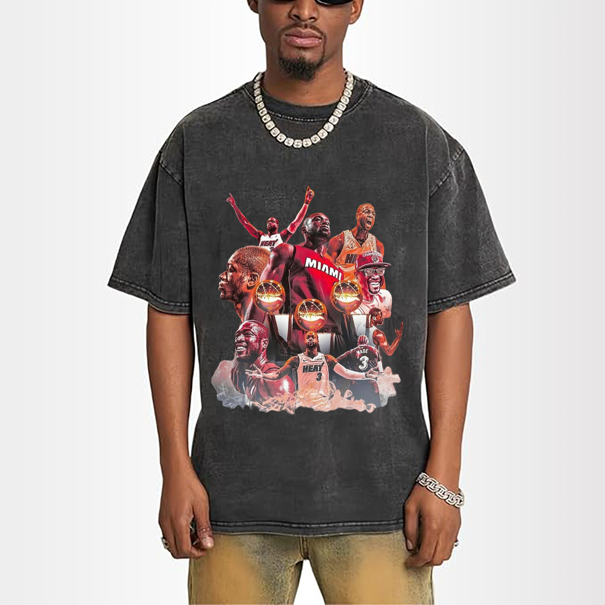 dwyane wade miami heat Three NBA championships vintage T-shirt​