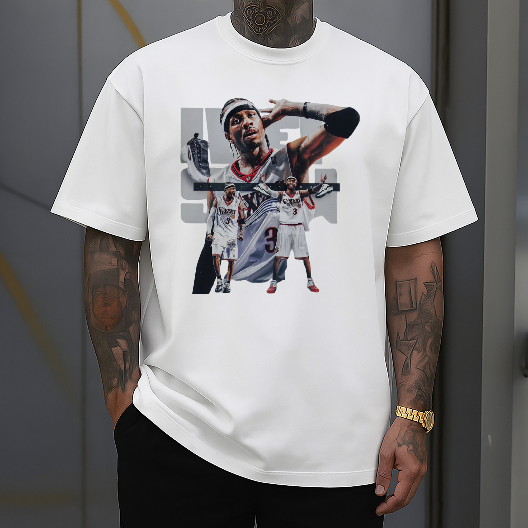 Allen Iverson  ‘Listen to the answer’ Graphic 76ers T-shirt