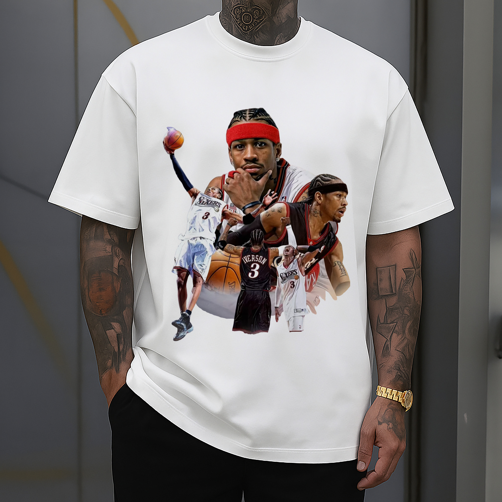 Allen Iverson 76ers #3 celebratory gesture T-shirt