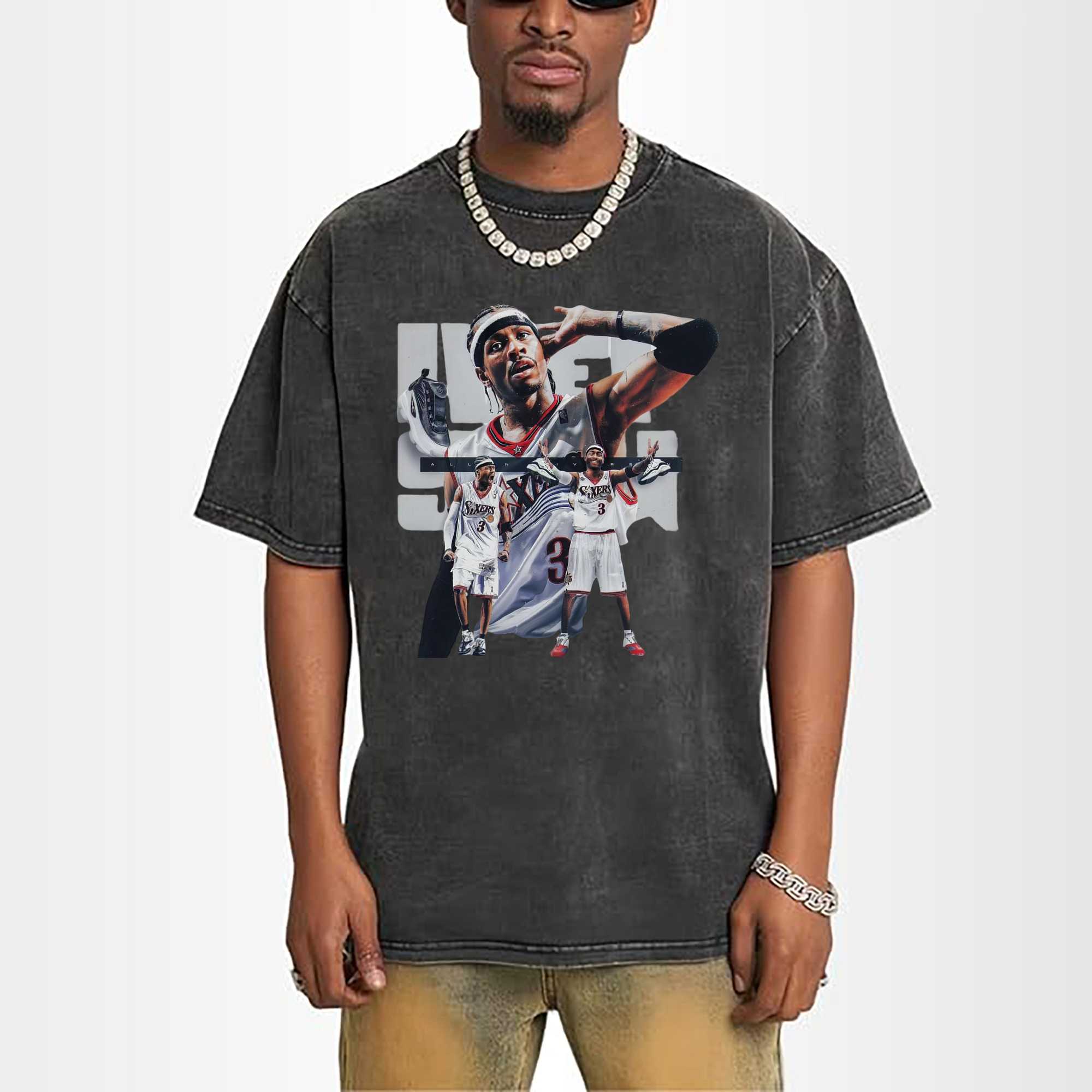 Allen Iverson  ‘Listen to the answer’ Graphic 76ers T-shirt