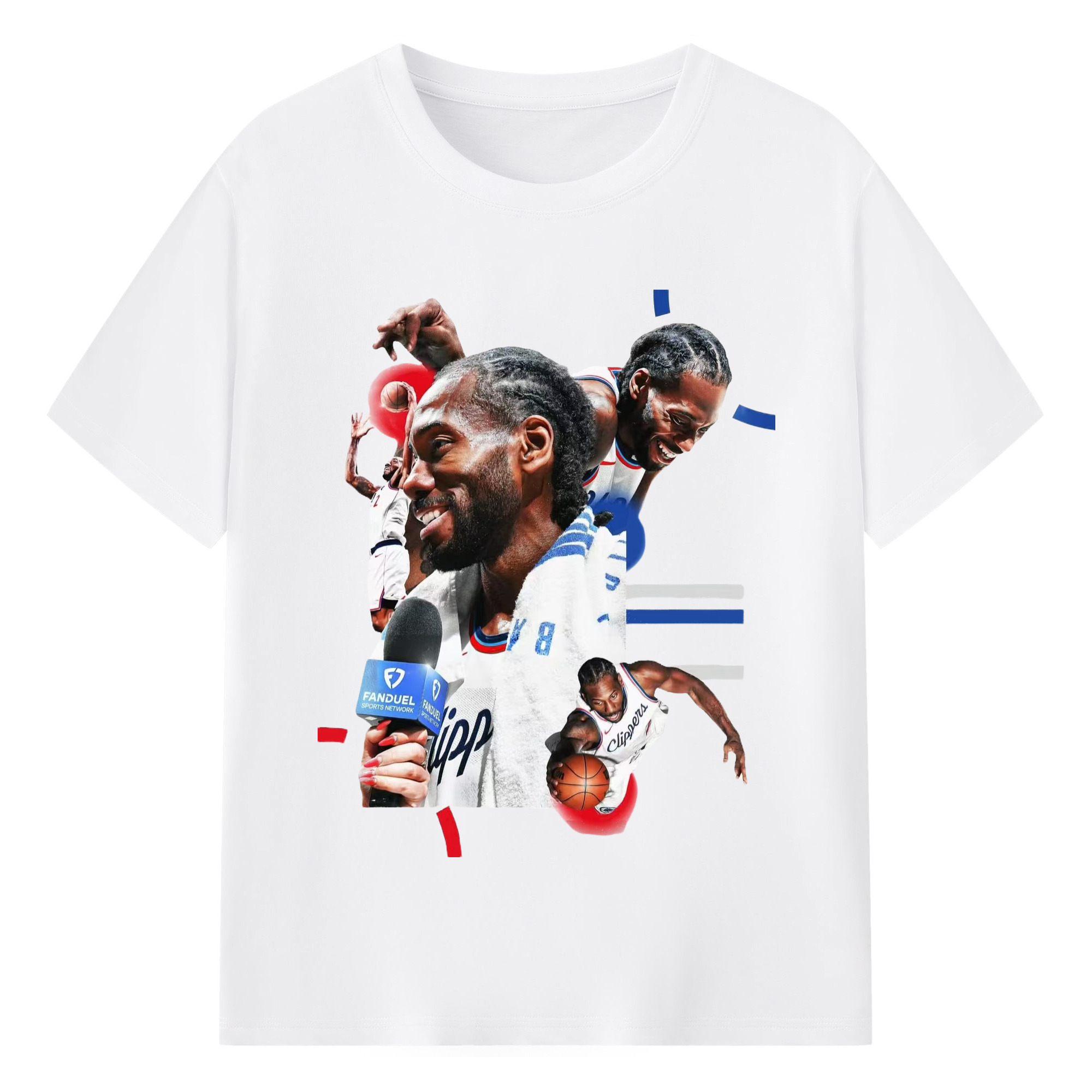Kawhi Leonard Clipperss smile T‑Shirt - 180g Cotton T-Shirt With Front Heat Transfer Print – Soft, Lightweight, Fitted Design – Comfortable Casual Wear For Sports & Everyday Use