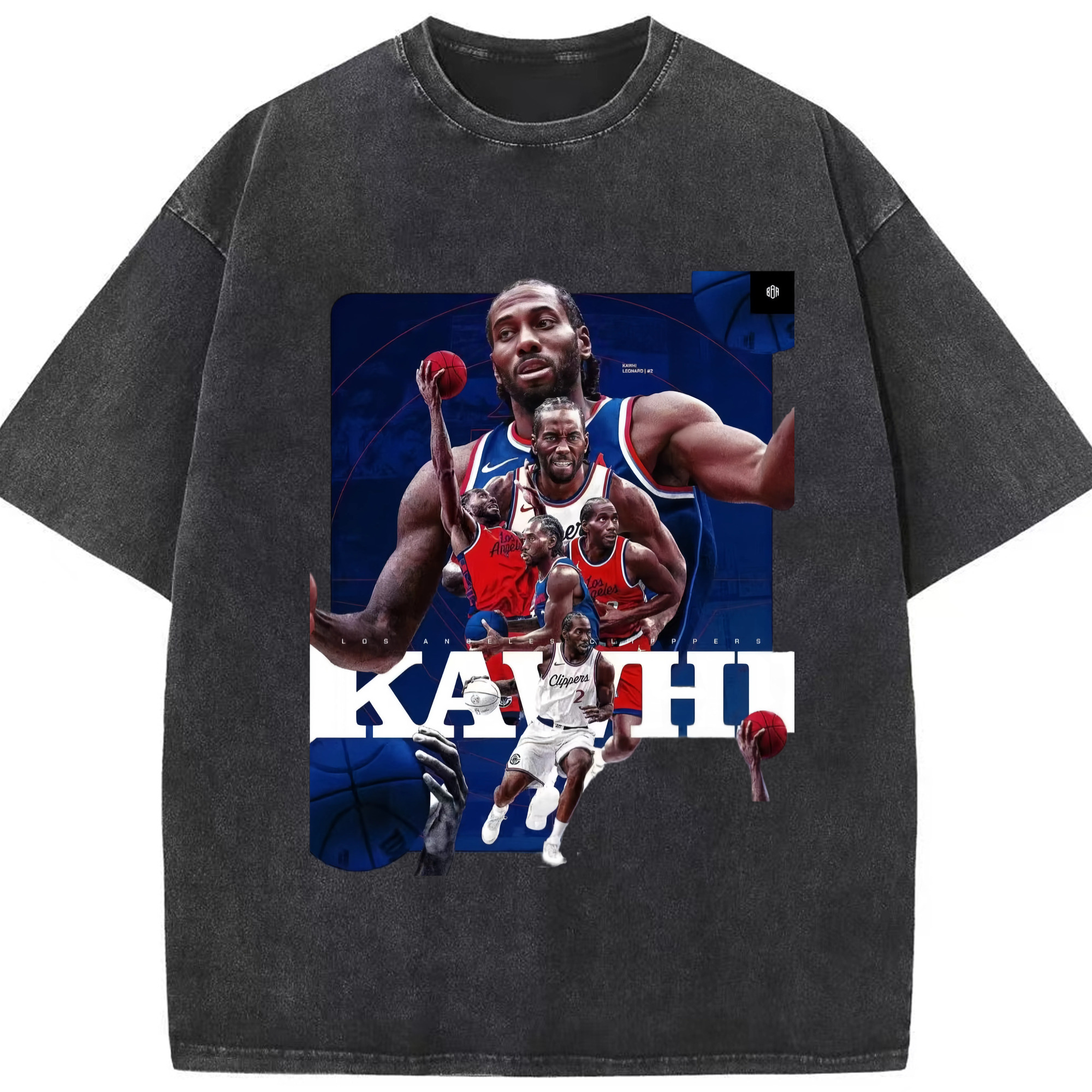 Kawhi Leonard Clippers basketball skillsT‑Shirt - Washed Vintage Look 230g Cotton Oversized T-Shirt With Front Heat Transfer Print – Soft, Lightweight, Stylish Fit – Comfortable Casual Wear For Sports & Everyday Use