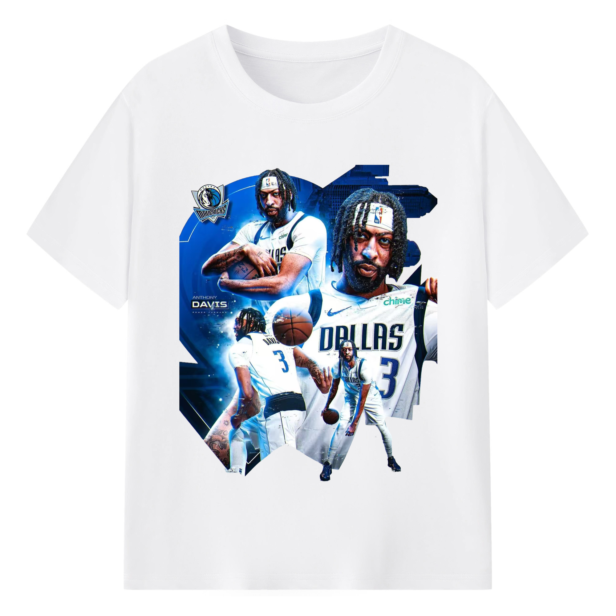 Anthony Davis Mavericks Makeup photo T-shirt - 180g Cotton T-Shirt With Front Heat Transfer Print – Soft, Lightweight, Fitted Design – Comfortable Casual Wear For Sports & Everyday Use