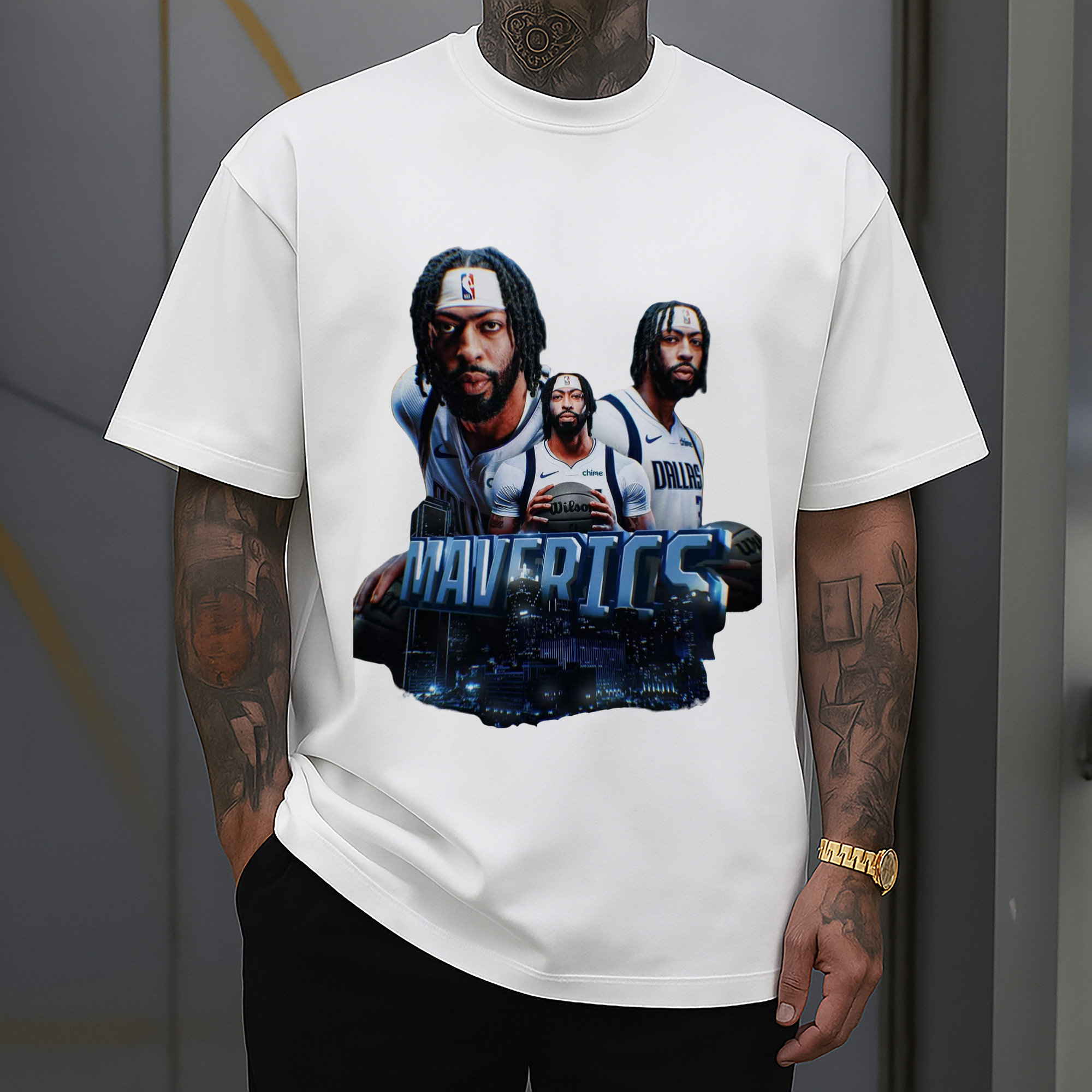 Anthony Davis Mavericks urban setting Graphic T-shirt