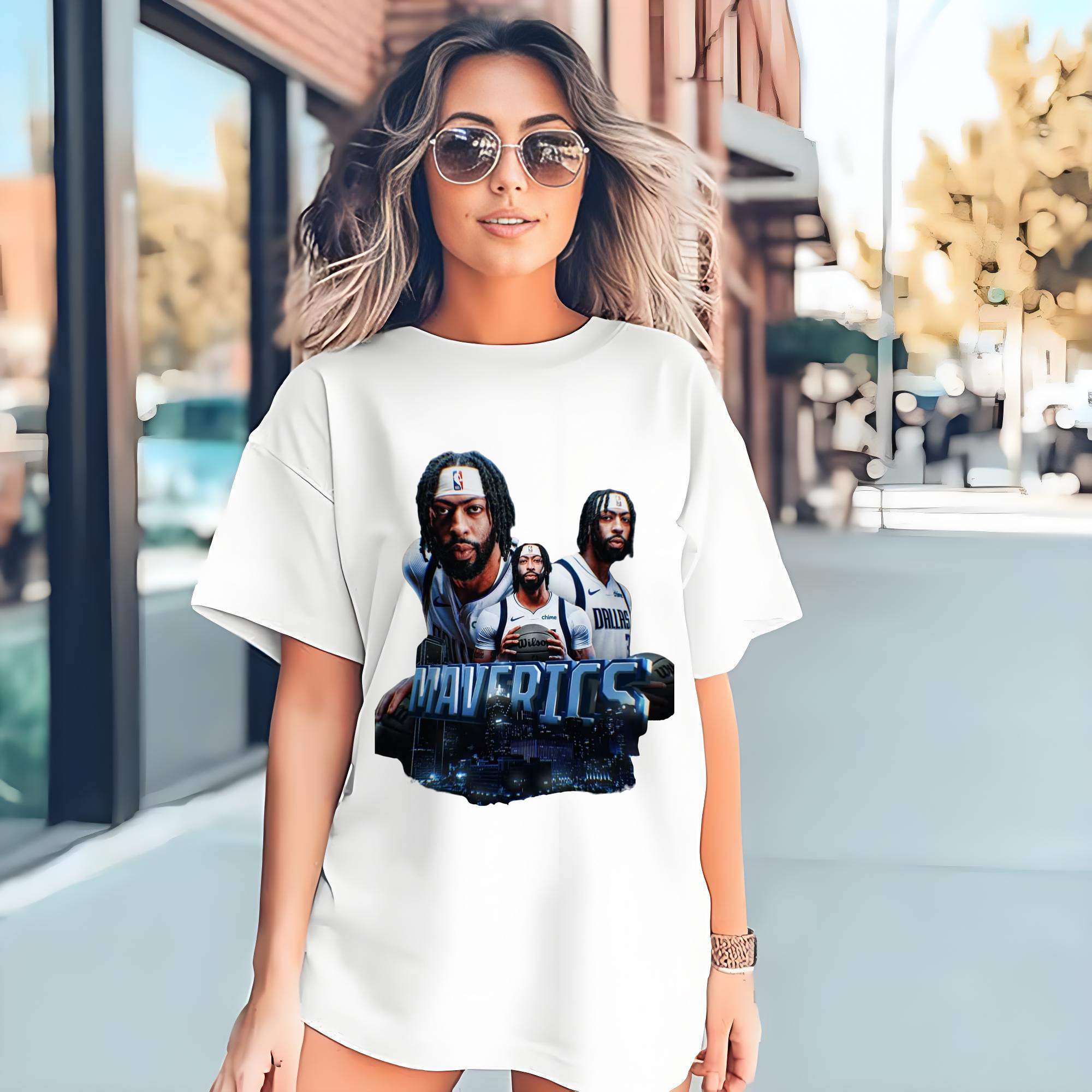 Anthony Davis Mavericks urban setting Graphic T-shirt
