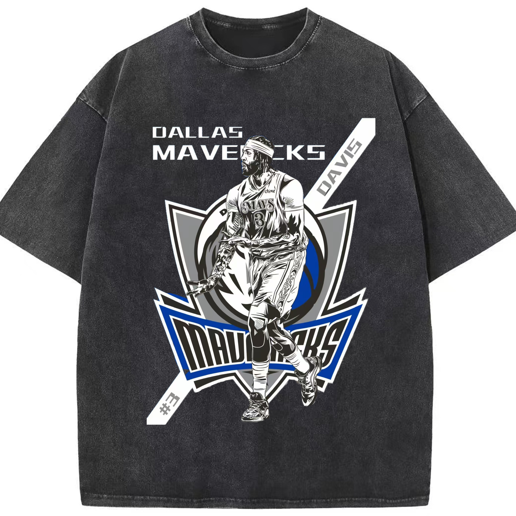 Anthony Davis 3 points celebration gesture comic Art T-Shirt - Washed Vintage Look 230g Cotton Oversized T-Shirt With Front Heat Transfer Print – Soft, Lightweight, Stylish Fit – Comfortable Casual Wear For Sports & Everyday Use