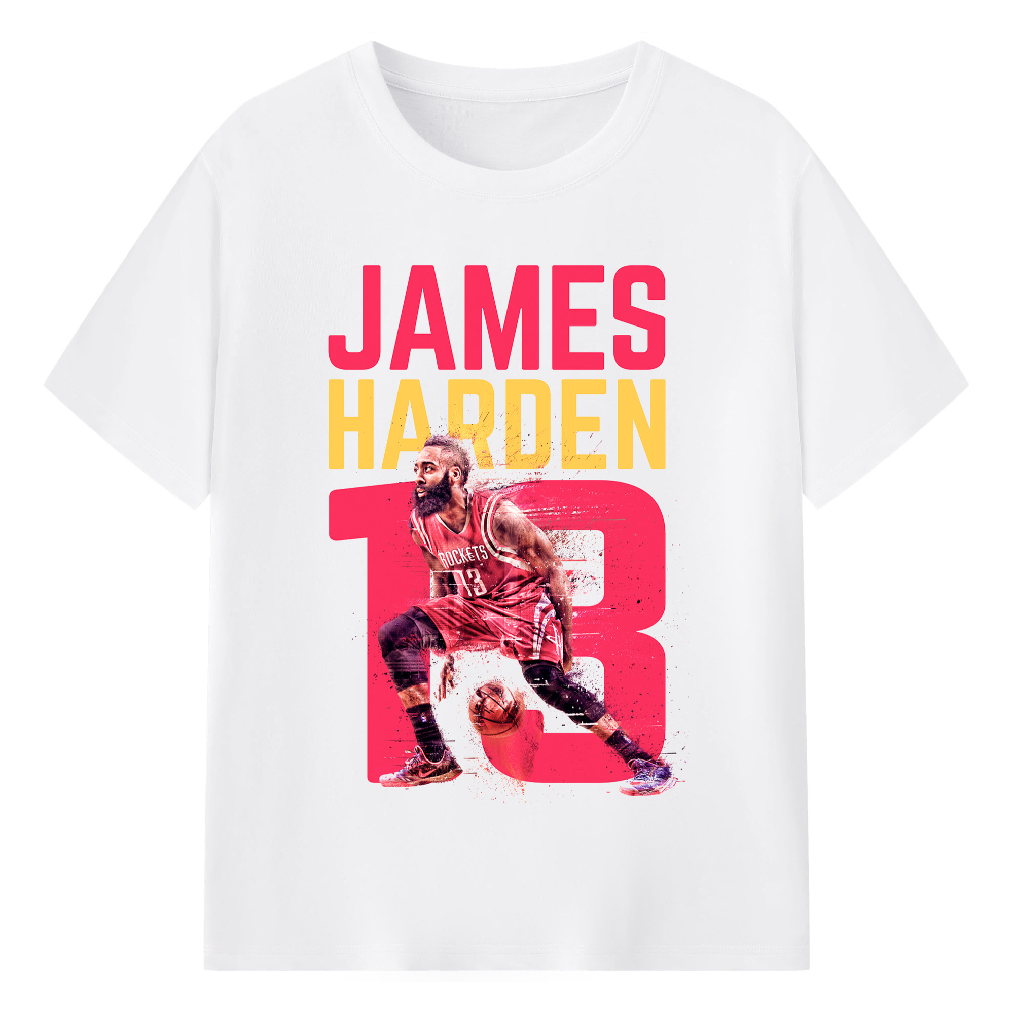 James Harden #13 Behind-the-back dribble T‑shirt - 180g Cotton T-Shirt With Front Heat Transfer Print – Soft, Lightweight, Fitted Design – Comfortable Casual Wear For Sports & Everyday Use