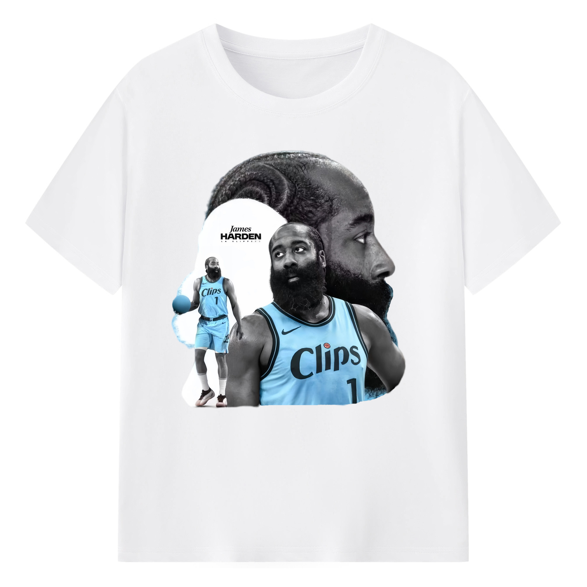James Harden Fear the Beard Clippers T‑shirt - 180g Cotton T-Shirt With Front Heat Transfer Print – Soft, Lightweight, Fitted Design – Comfortable Casual Wear For Sports & Everyday Use