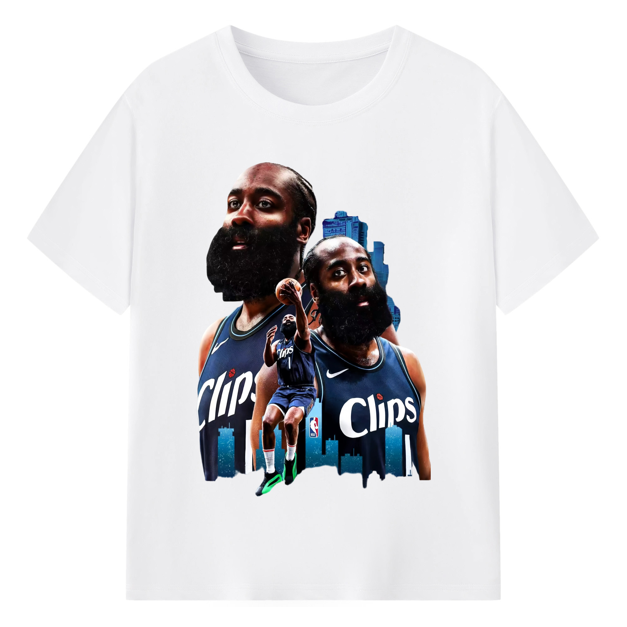 James Harden #1 Clippers City EditionT‑shirt - 180g Cotton T-Shirt With Front Heat Transfer Print – Soft, Lightweight, Fitted Design – Comfortable Casual Wear For Sports & Everyday Use
