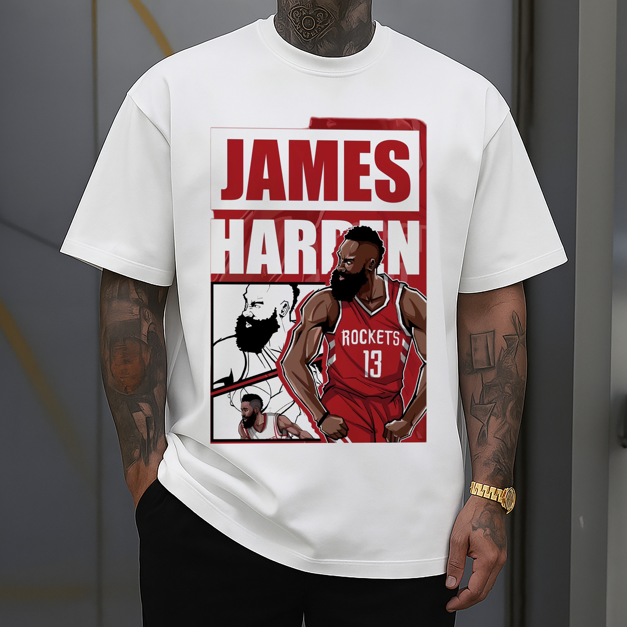 James Harden #13 Rockets Rockets Comic magazine style Graphic T‑shirt