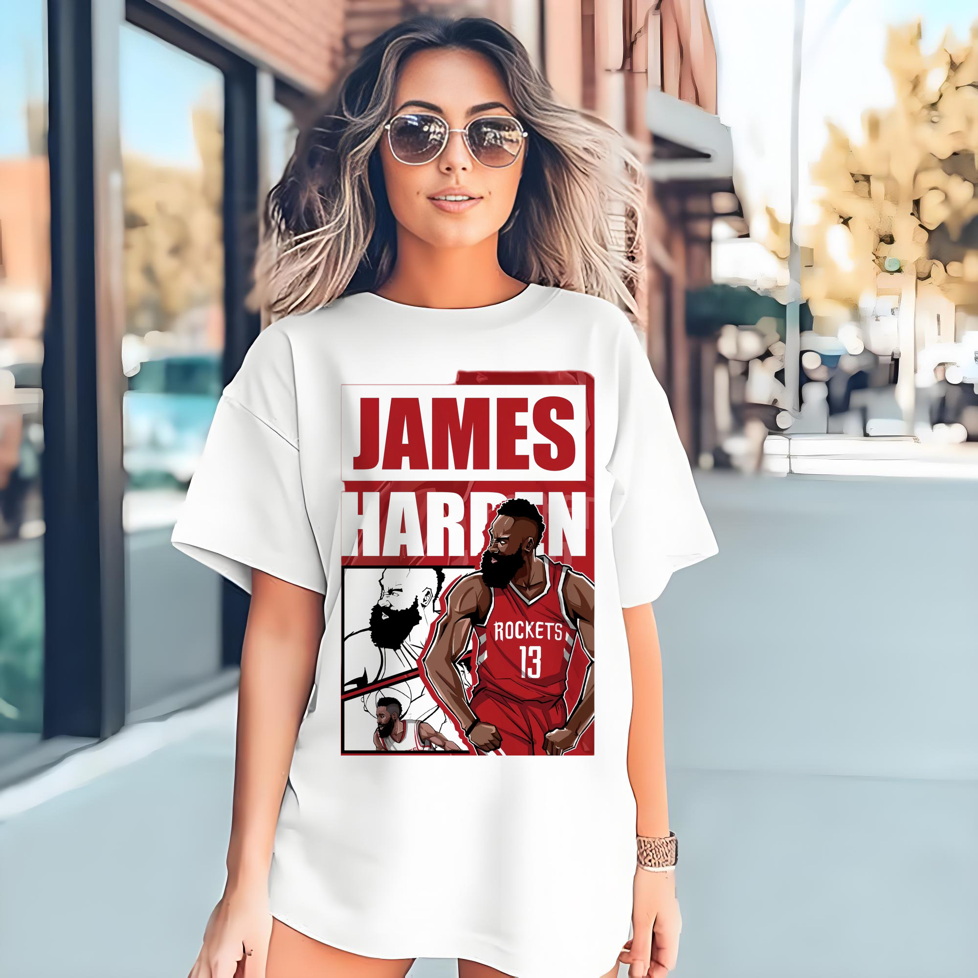 James Harden #13 Rockets Rockets Comic magazine style Graphic T‑shirt