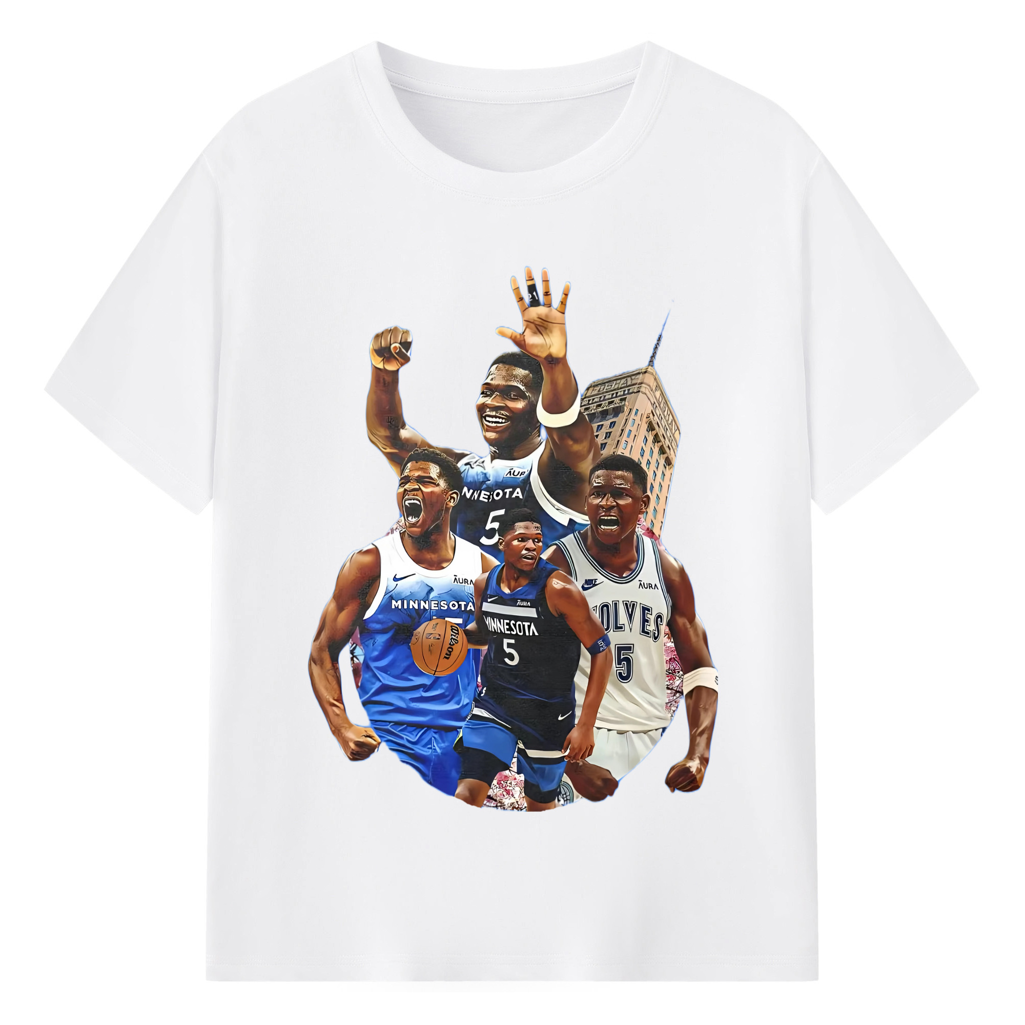 Anthony Edwards #5 t-shirt - 180g Cotton T-Shirt With Front Heat Transfer Print – Soft, Lightweight, Fitted Design – Comfortable Casual Wear For Sports & Everyday Use