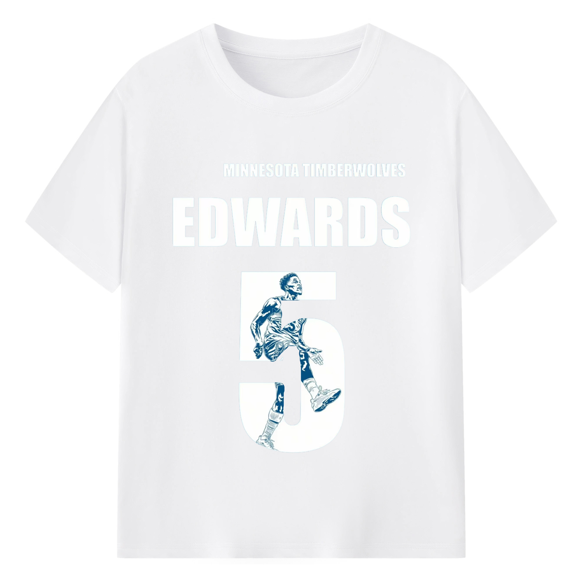 Anthony Edwards #5 graphic T‑Shirt - 180g Cotton T-Shirt With Front Heat Transfer Print – Soft, Lightweight, Fitted Design – Comfortable Casual Wear For Sports & Everyday Use