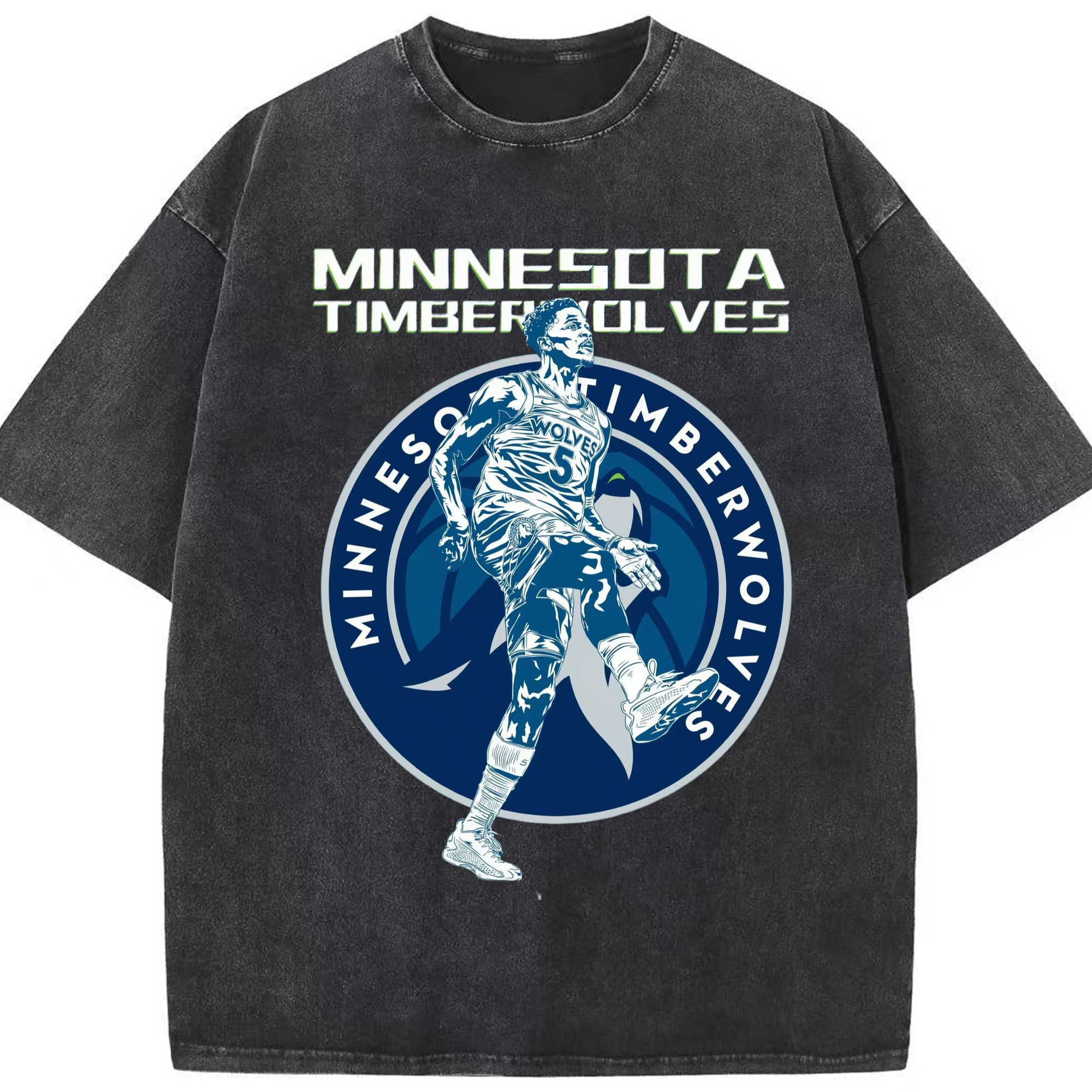 Anthony Edwards Celebration Action graphic T‑Shirt - Washed Vintage Look 230g Cotton Oversized T-Shirt With Front Heat Transfer Print – Soft, Lightweight, Stylish Fit – Comfortable Casual Wear For Sports & Everyday Use