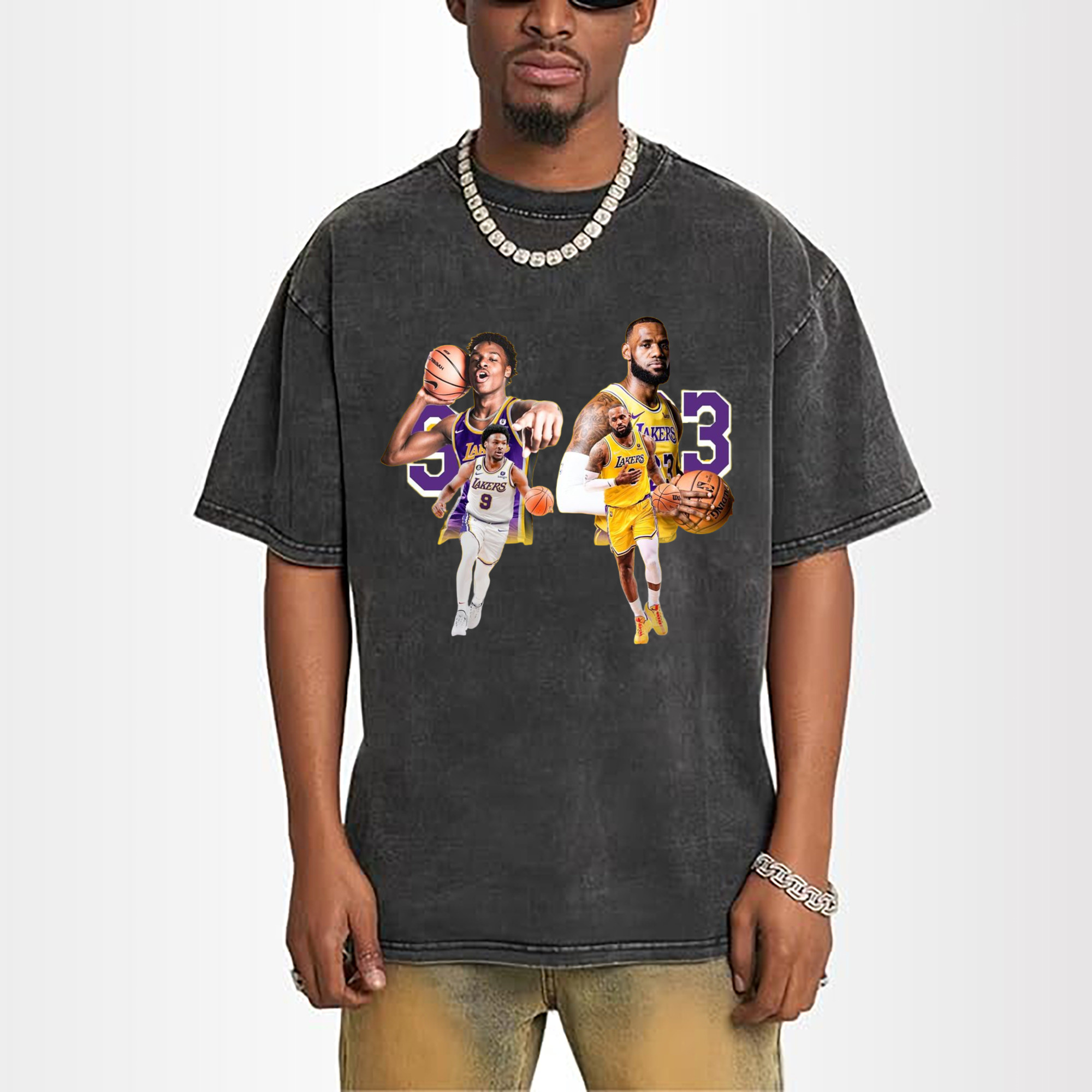 Lebron James and Bronny James Lakers ball control T-Shirt