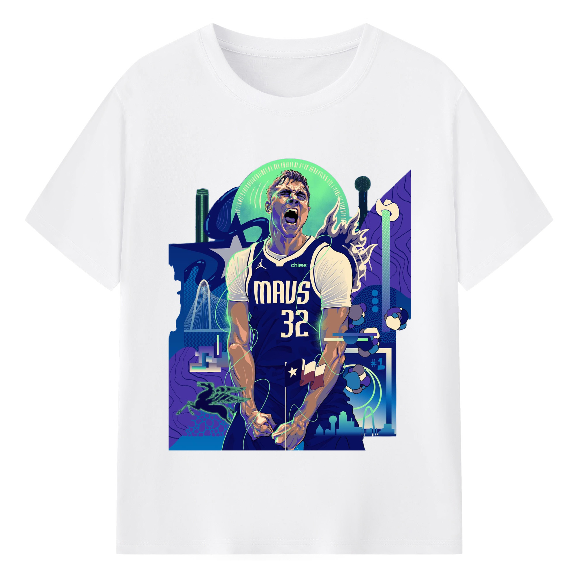 Cooper Flagg Dallas Mavericks Urban Background t-shirt - 180g Cotton T-Shirt With Front Heat Transfer Print – Soft, Lightweight, Fitted Design – Comfortable Casual Wear For Sports & Everyday Use