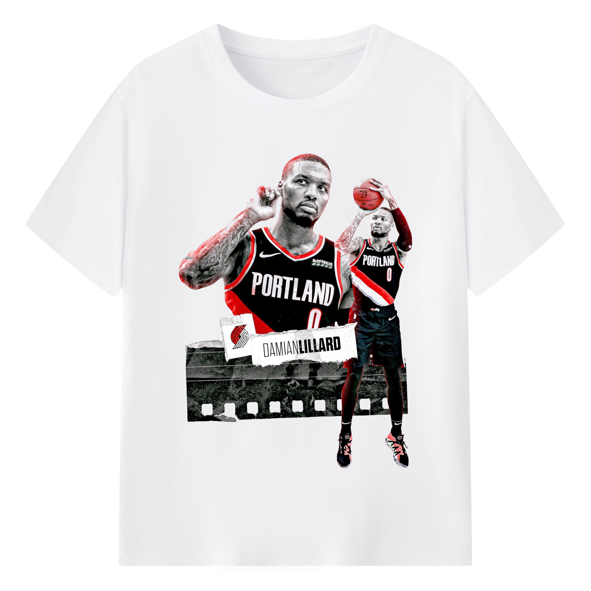Blazers Damian Lillard  T-shirt - 180g Cotton T-Shirt With Front Heat Transfer Print – Soft, Lightweight, Fitted Design – Comfortable Casual Wear For Sports & Everyday Use