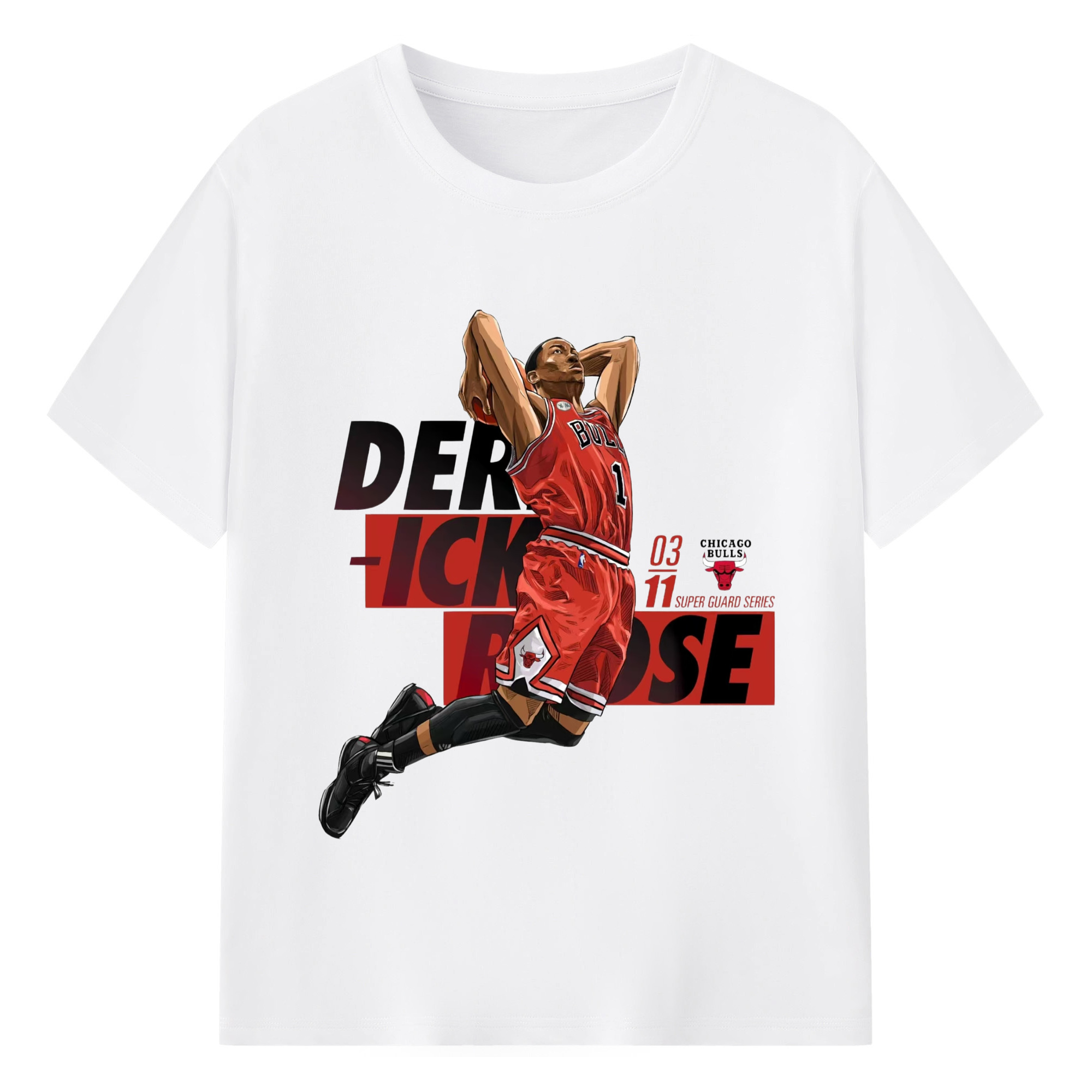 Chicago Bulls Derrick Rose dank T-shirt - 180g Cotton T-Shirt With Front Heat Transfer Print – Soft, Lightweight, Fitted Design – Comfortable Casual Wear For Sports & Everyday Use