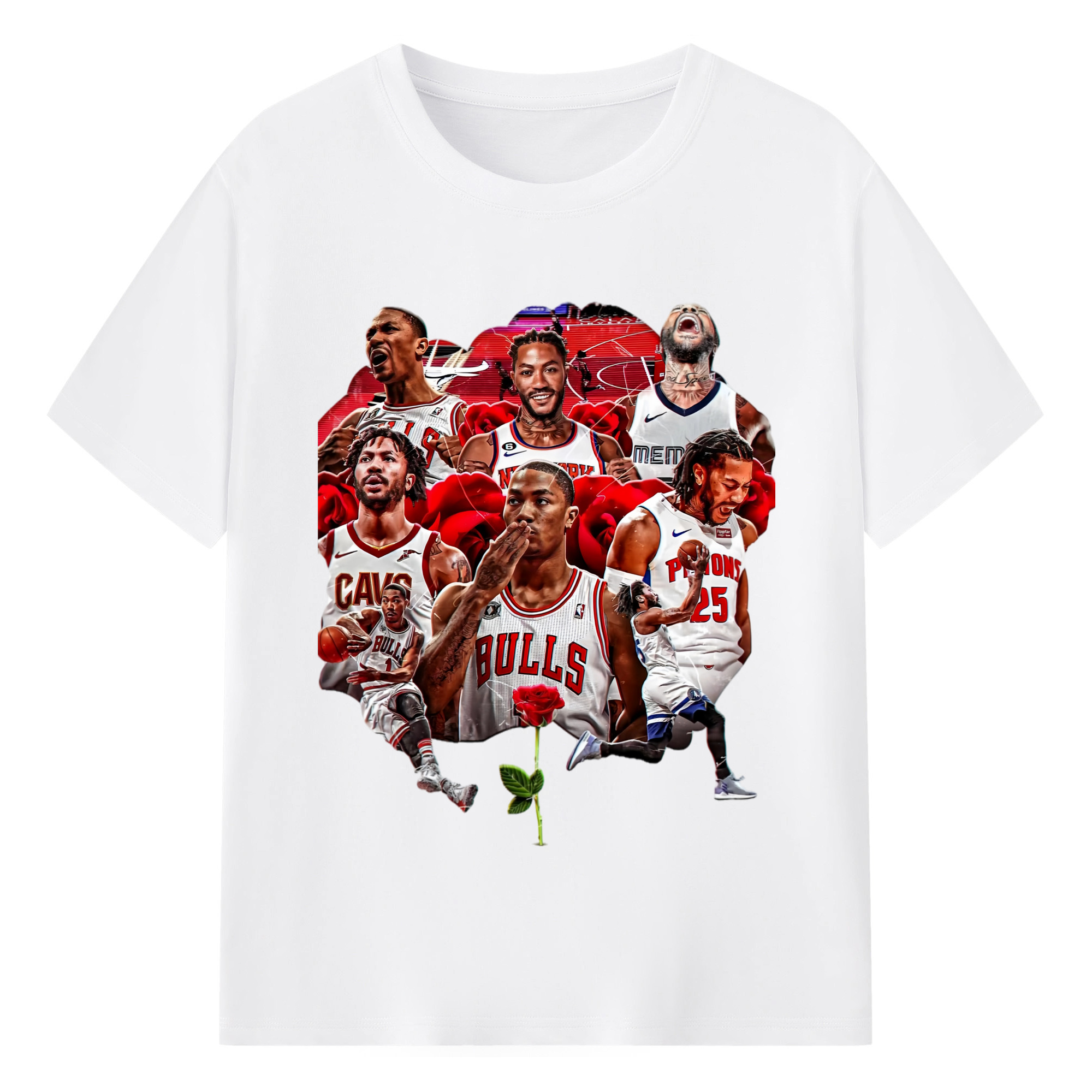 Derrick Rose #1 T-shirt - 180g Cotton T-Shirt With Front Heat Transfer Print – Soft, Lightweight, Fitted Design – Comfortable Casual Wear For Sports & Everyday Use