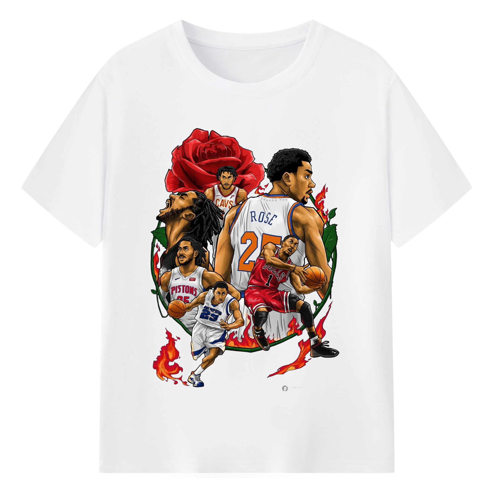 Chicago Bulls Derrick Rose Watermark style t-shit - 180g Cotton T-Shirt With Front Heat Transfer Print – Soft, Lightweight, Fitted Design – Comfortable Casual Wear For Sports & Everyday Use