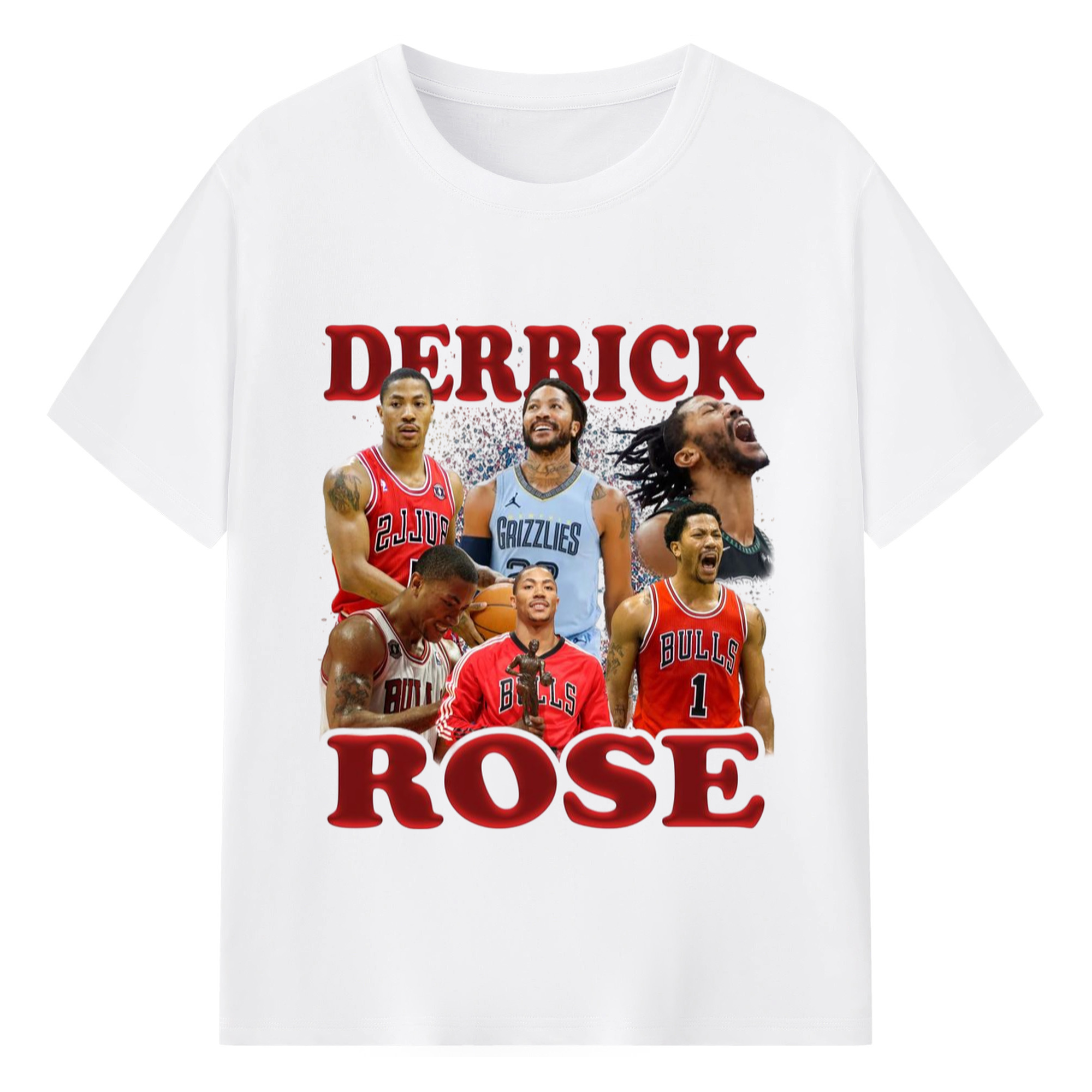 Derrick Rose different cities T-shirt - 180g Cotton T-Shirt With Front Heat Transfer Print – Soft, Lightweight, Fitted Design – Comfortable Casual Wear For Sports & Everyday Use