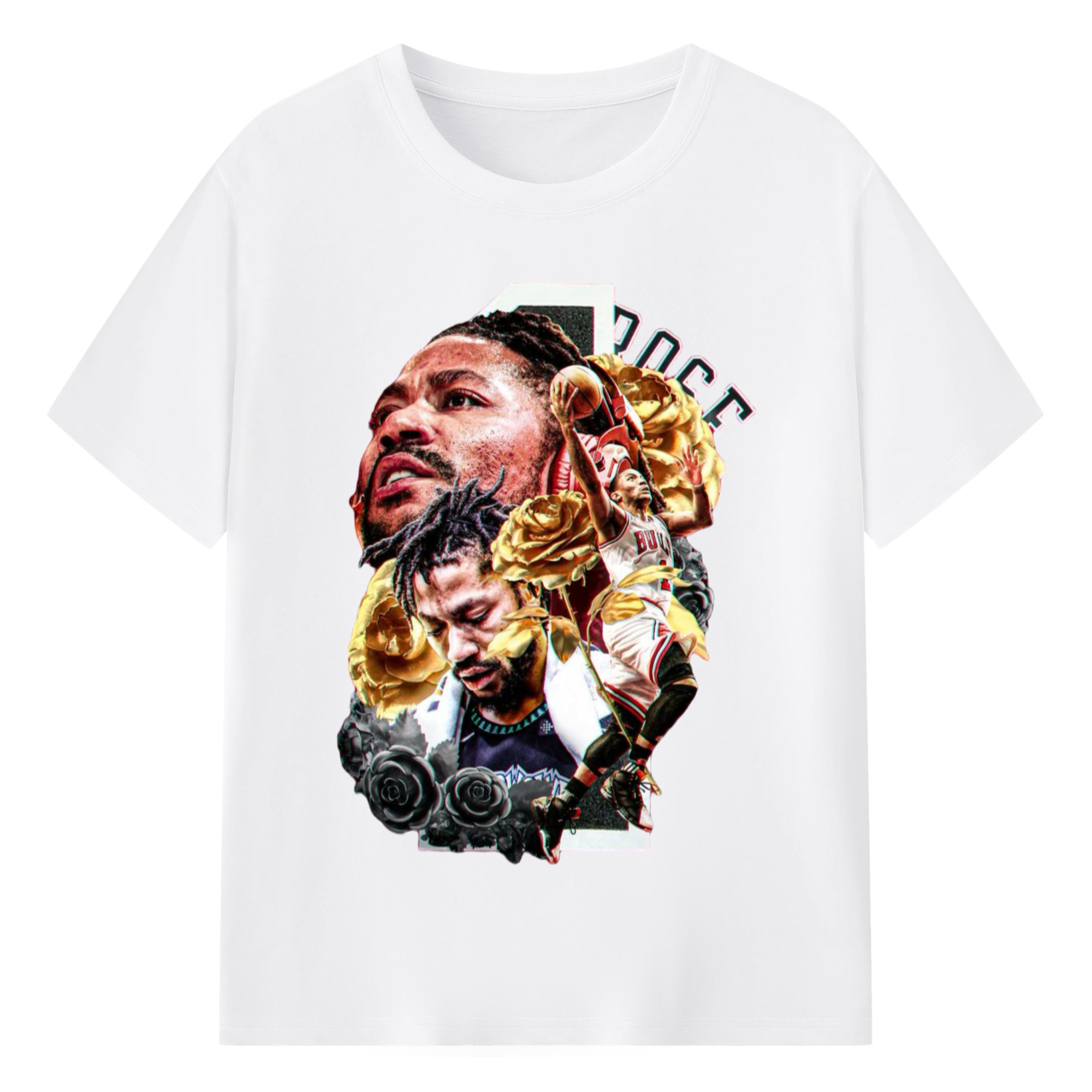 Derrick Rose ‘Roses never die’T-shirt - 180g Cotton T-Shirt With Front Heat Transfer Print – Soft, Lightweight, Fitted Design – Comfortable Casual Wear For Sports & Everyday Use