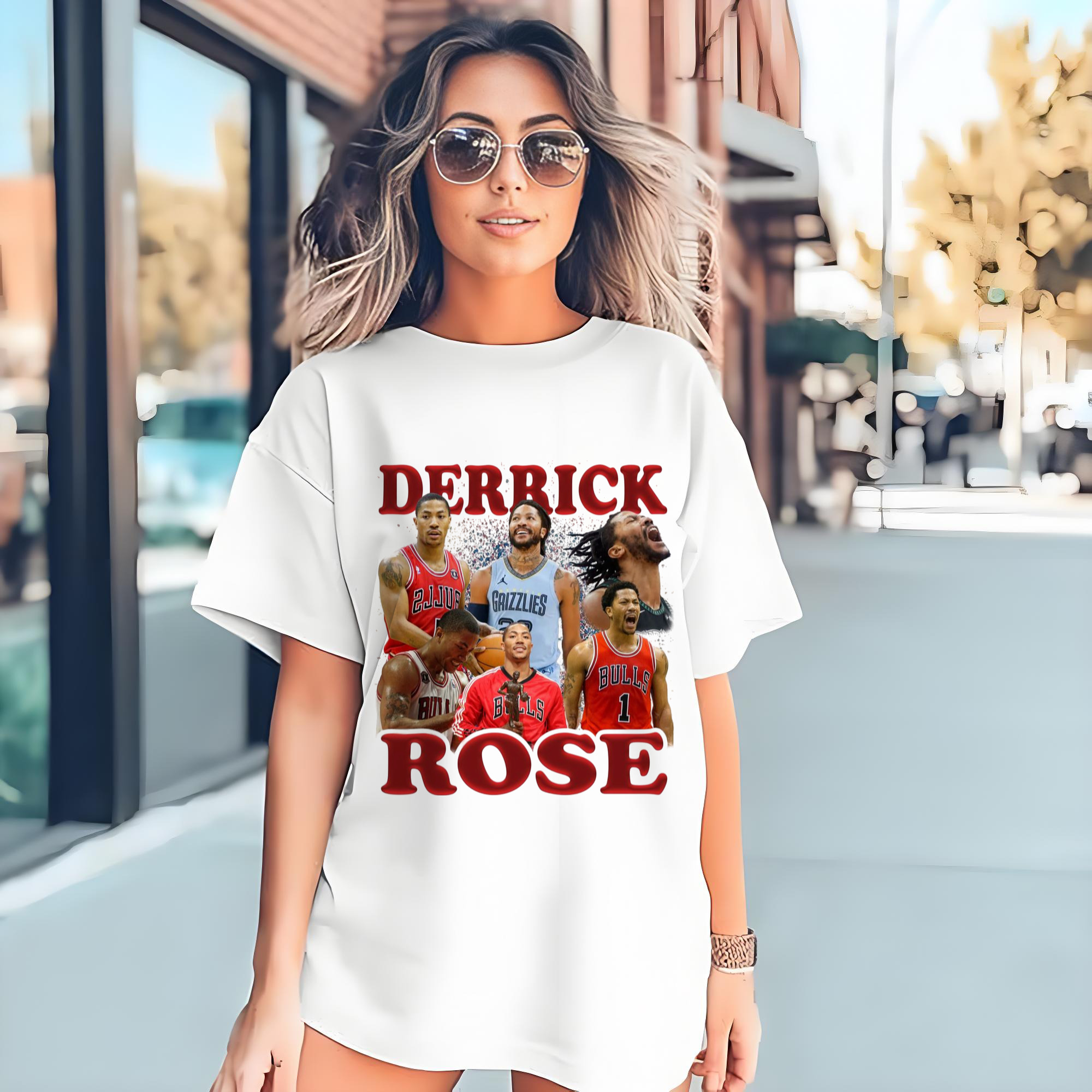 Derrick Rose different cities T-shirt