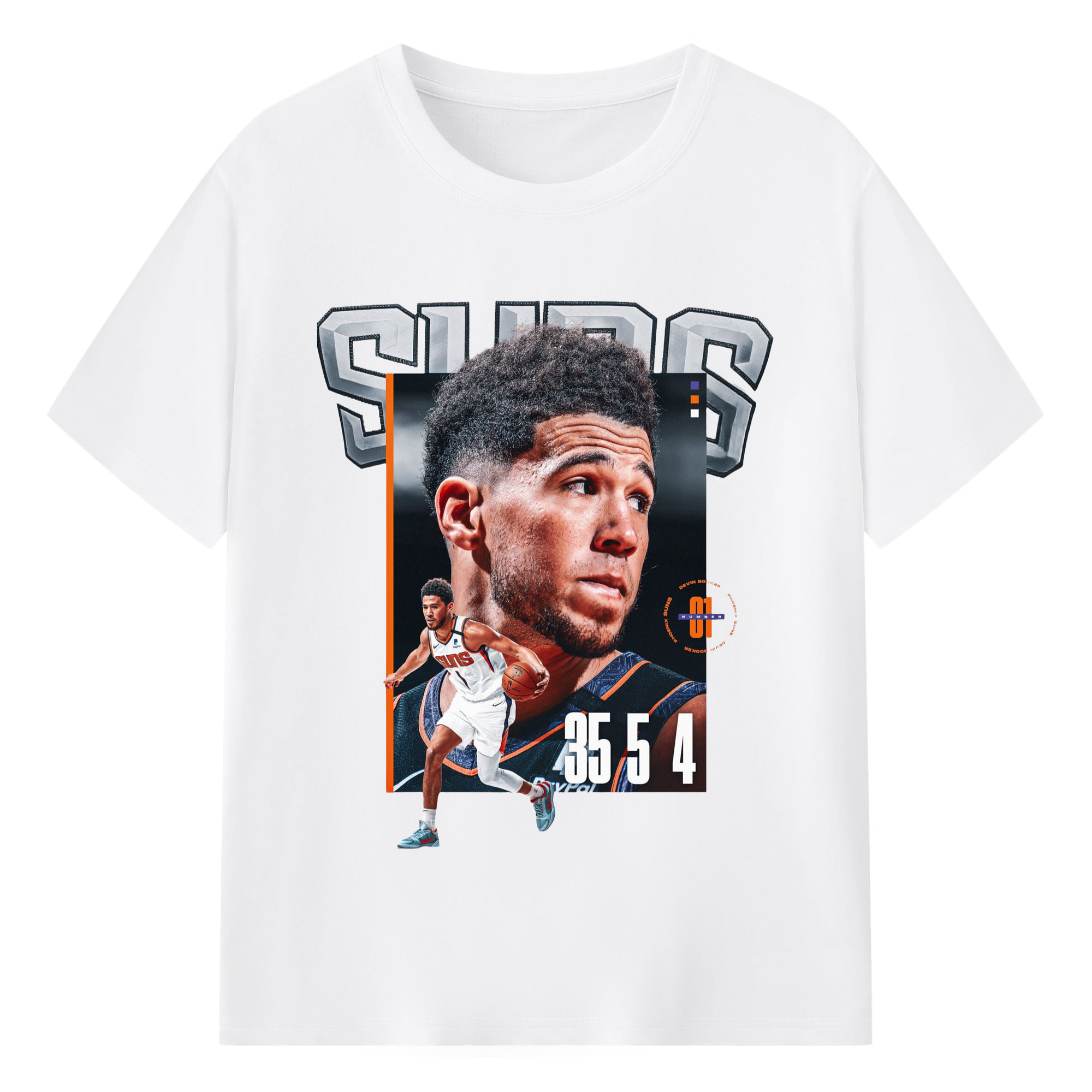 Devin Booker T-shirt - 180g Cotton T-Shirt With Front Heat Transfer Print – Soft, Lightweight, Fitted Design – Comfortable Casual Wear For Sports & Everyday Use