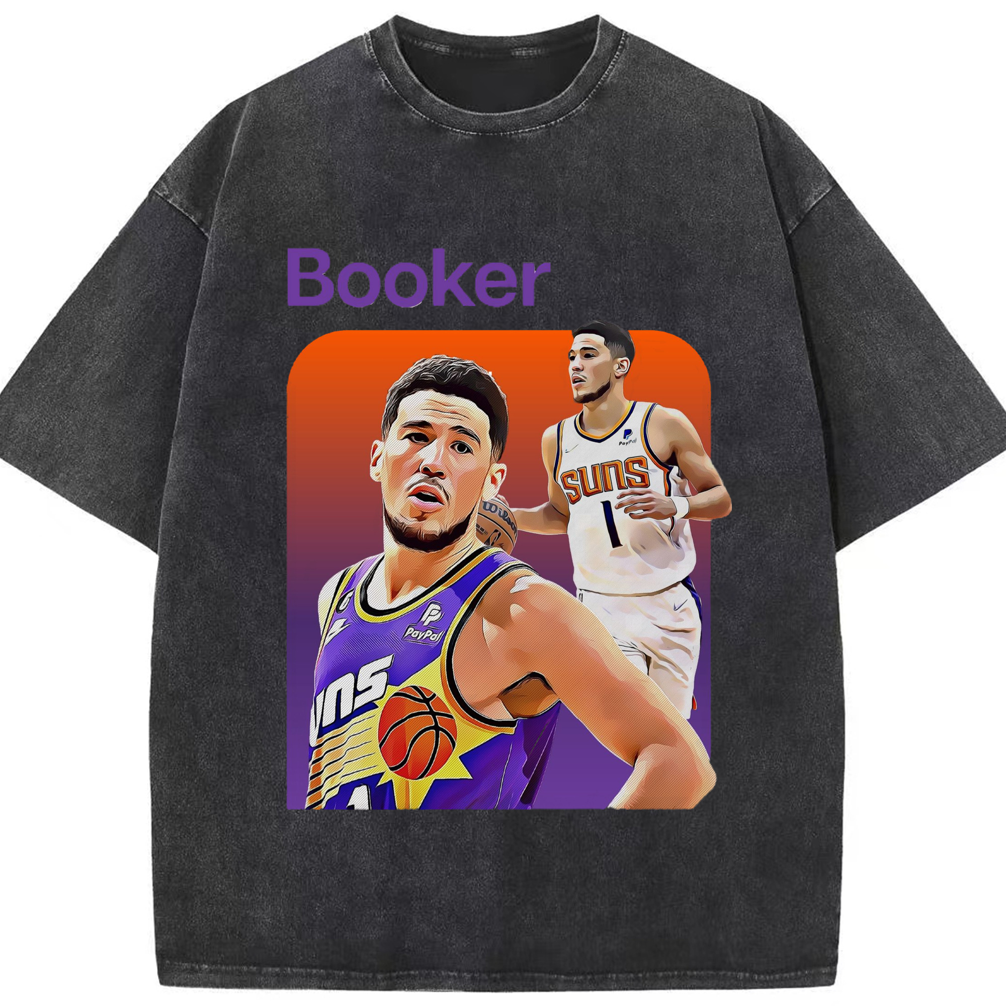 Devin Booker Suns Shirt - Washed Vintage Look 230g Cotton Oversized T-Shirt With Front Heat Transfer Print – Soft, Lightweight, Stylish Fit – Comfortable Casual Wear For Sports & Everyday Use