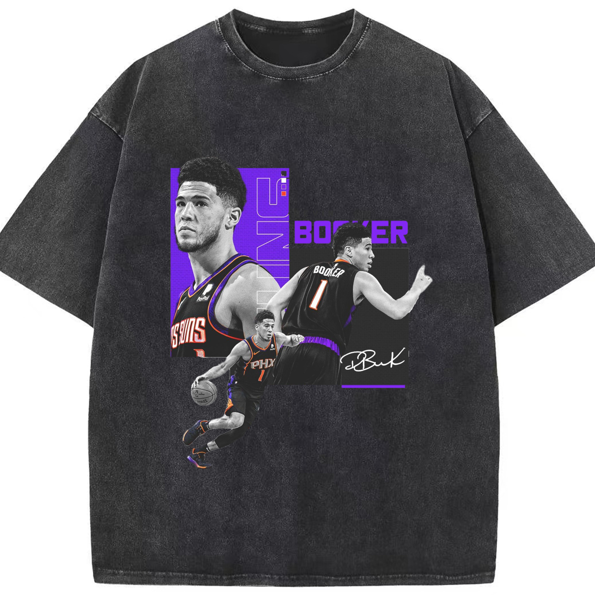 Devin Booker Graphic Tee - Washed Vintage Look 230g Cotton Oversized T-Shirt With Front Heat Transfer Print – Soft, Lightweight, Stylish Fit – Comfortable Casual Wear For Sports & Everyday Use