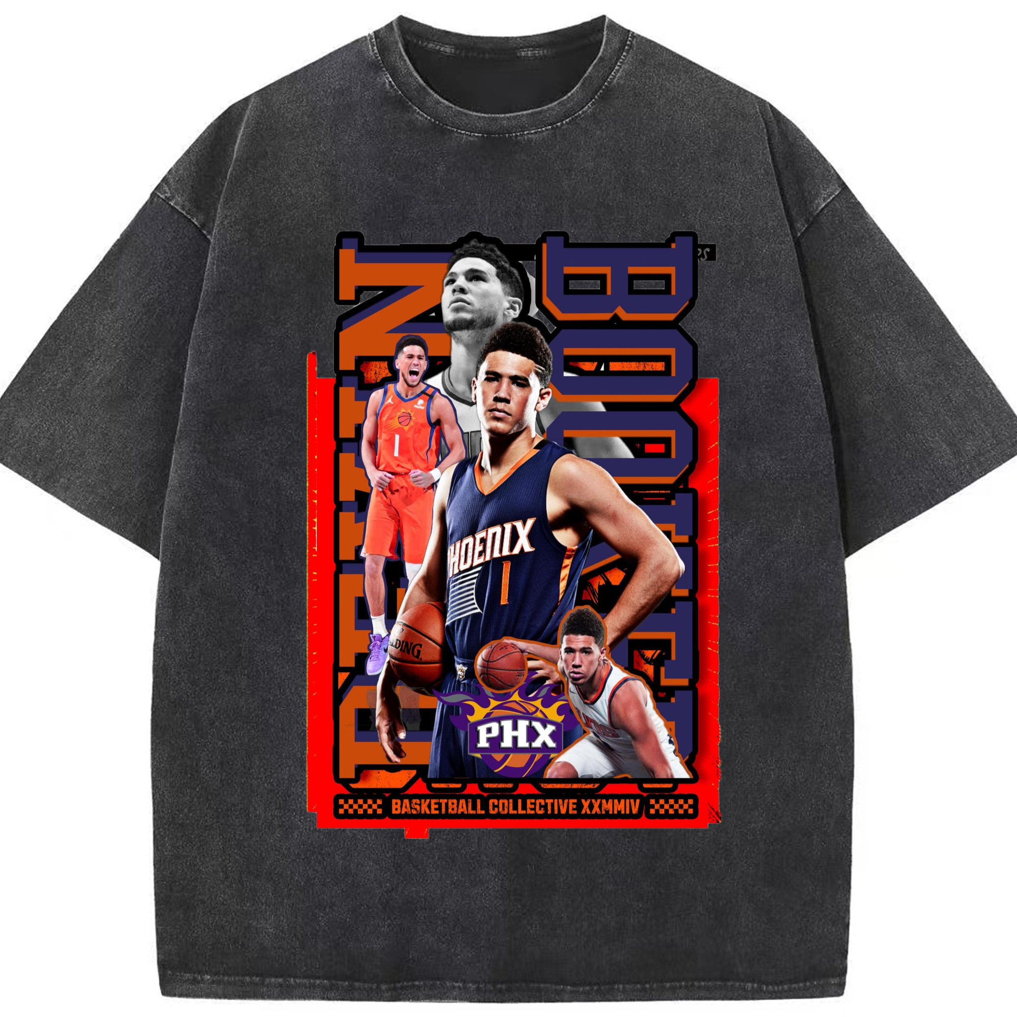 Devin Booker magazine cover graphic T‑Shirt - Washed Vintage Look 230g Cotton Oversized T-Shirt With Front Heat Transfer Print – Soft, Lightweight, Stylish Fit – Comfortable Casual Wear For Sports & Everyday Use