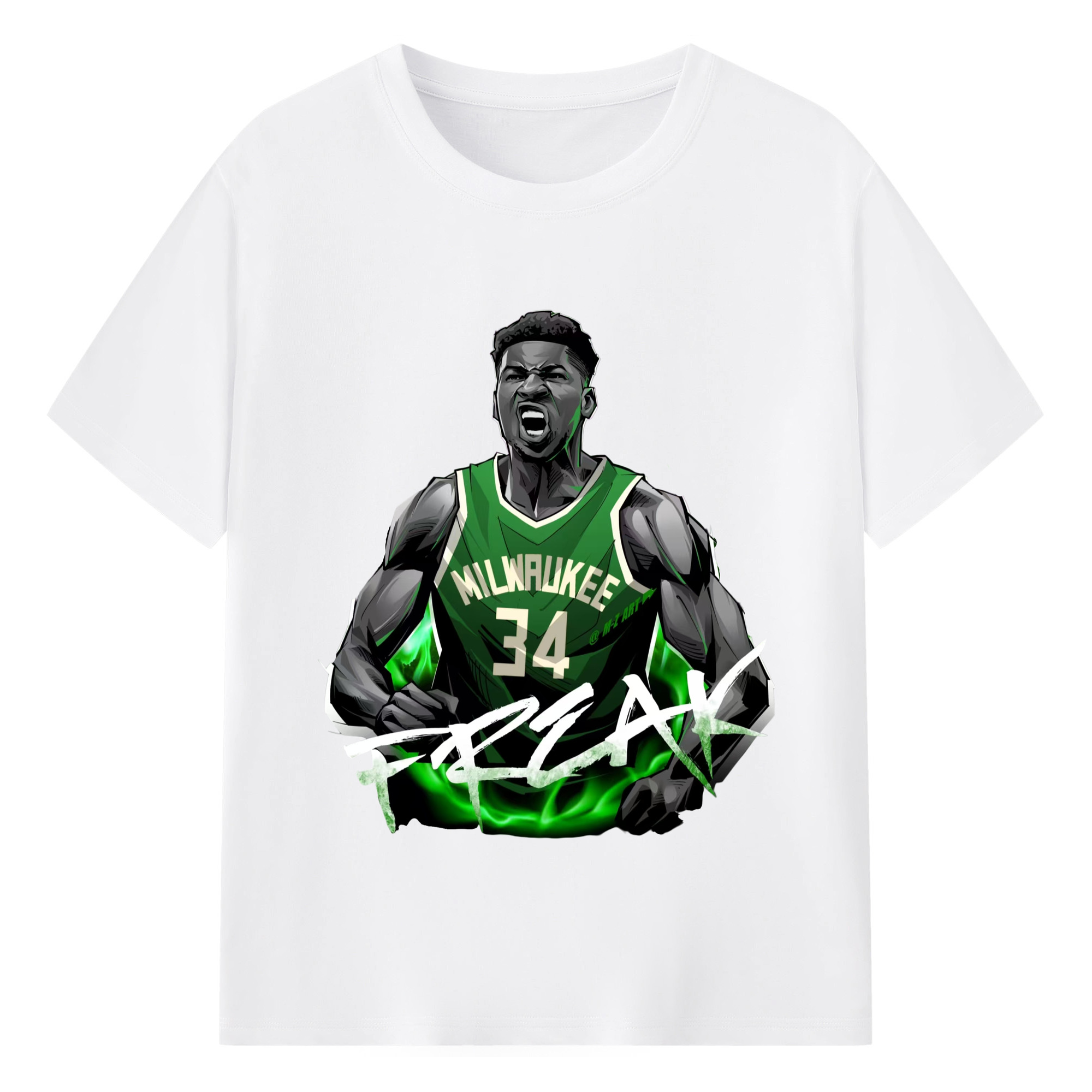 Giannis Antetokounmpo #34 T-shirt - 180g Cotton T-Shirt With Front Heat Transfer Print – Soft, Lightweight, Fitted Design – Comfortable Casual Wear For Sports & Everyday Use