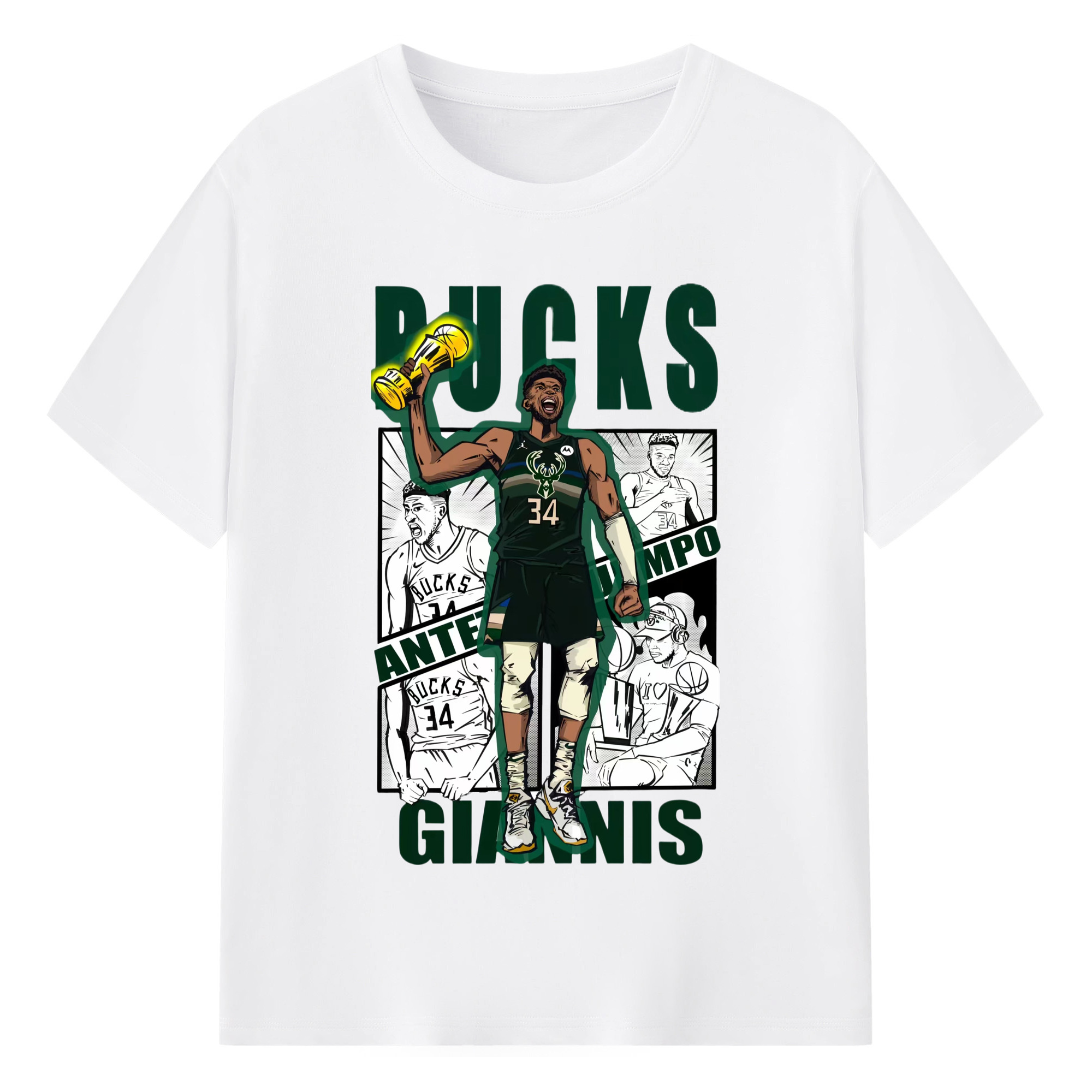 Giannis Antetokounmpo Bucks Finals FMVP T-shirt - 180g Cotton T-Shirt With Front Heat Transfer Print – Soft, Lightweight, Fitted Design – Comfortable Casual Wear For Sports & Everyday Use