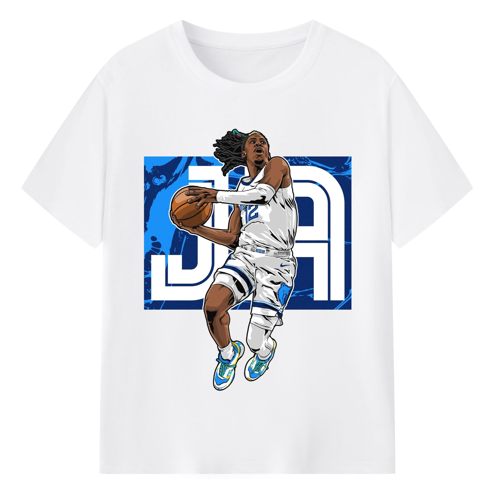 Ja Morant Dunk Celebration T-shirt​ - 180g Cotton T-Shirt With Front Heat Transfer Print – Soft, Lightweight, Fitted Design – Comfortable Casual Wear For Sports & Everyday Use