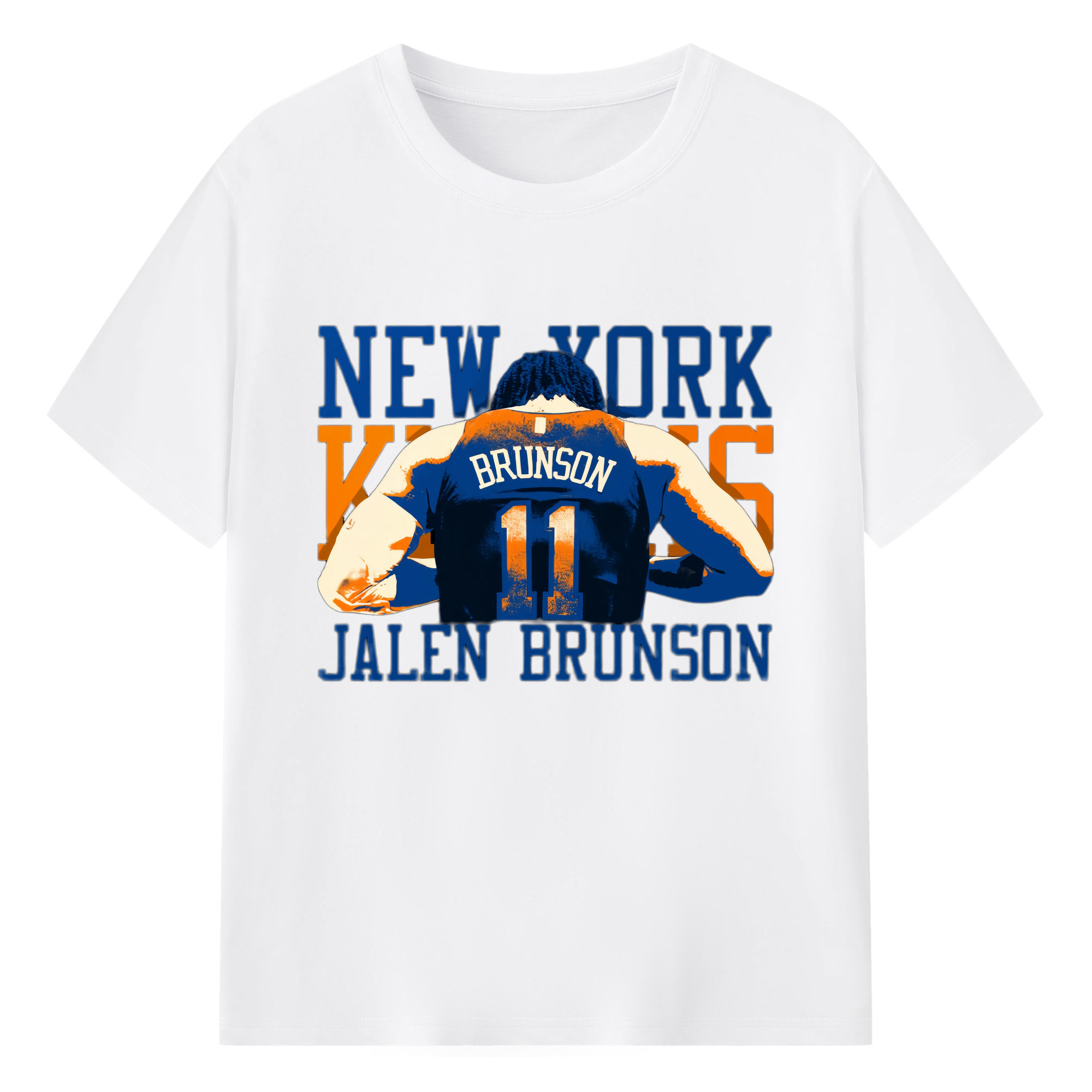 Jalen Brunson Knicks #11 Graphic Shirt - 180g Cotton T-Shirt With Front Heat Transfer Print – Soft, Lightweight, Fitted Design – Comfortable Casual Wear For Sports & Everyday Use