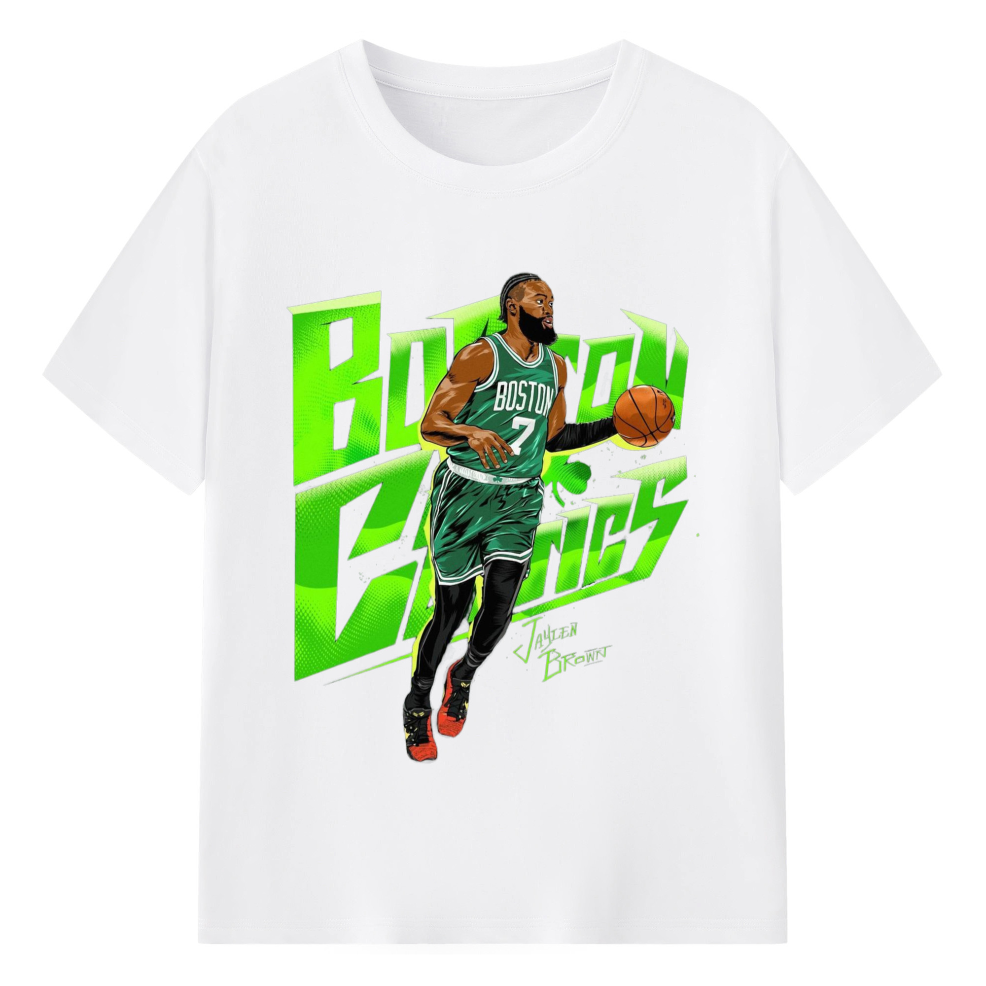 Jaylen Brown Celtics Playmaker Shirt - 180g Cotton T-Shirt With Front Heat Transfer Print – Soft, Lightweight, Fitted Design – Comfortable Casual Wear For Sports & Everyday Use