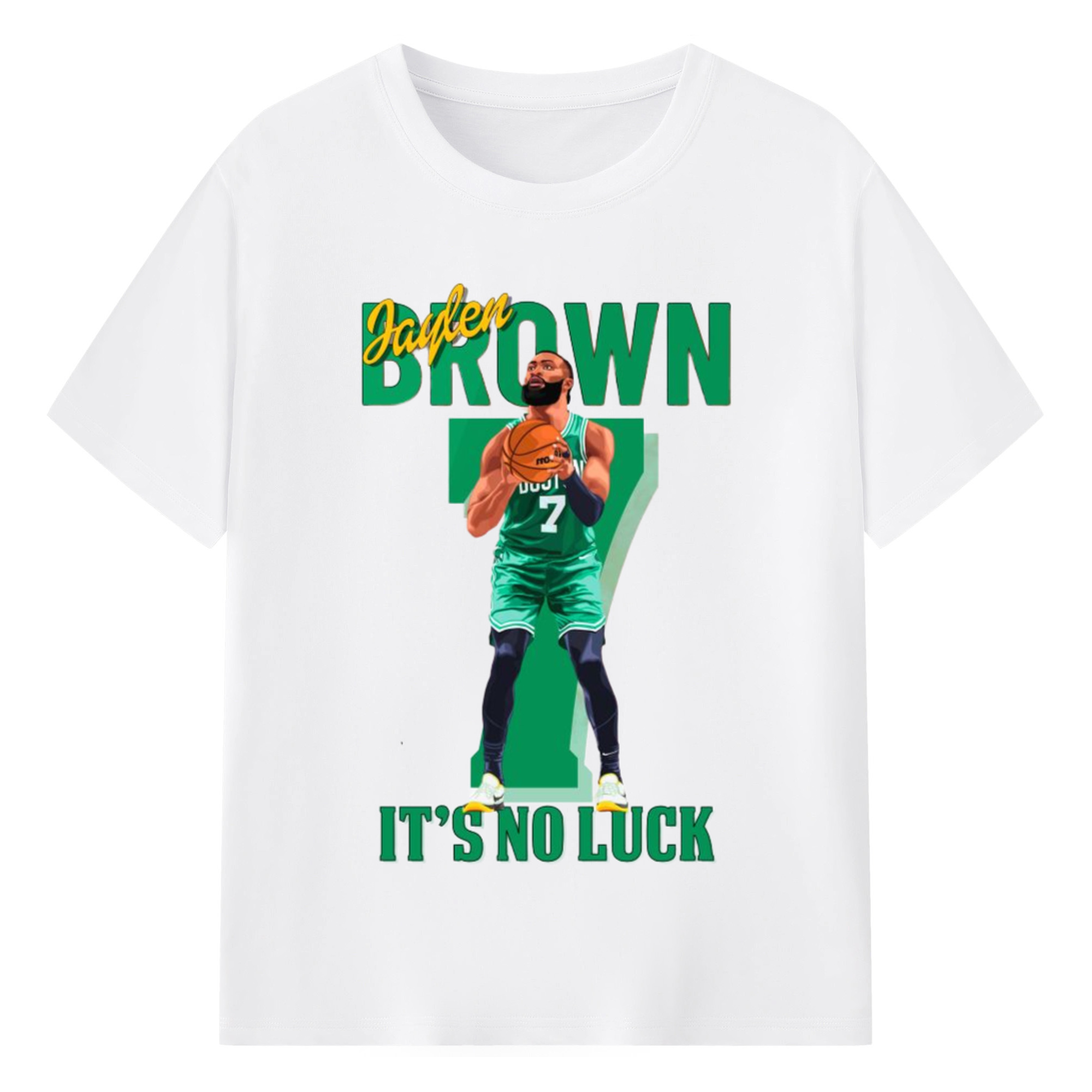 Jaylen Brown #7 Graphic Shirt - 180g Cotton T-Shirt With Front Heat Transfer Print – Soft, Lightweight, Fitted Design – Comfortable Casual Wear For Sports & Everyday Use