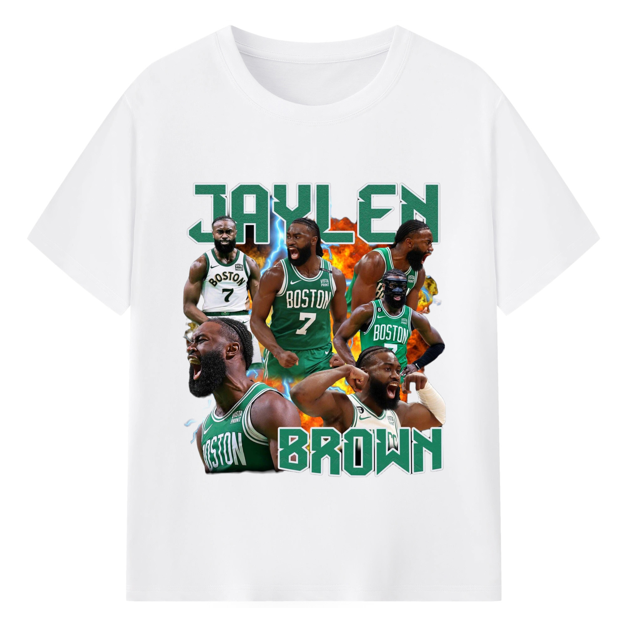 Jaylen Brown #7 vintage T‑Shirt - 180g Cotton T-Shirt With Front Heat Transfer Print – Soft, Lightweight, Fitted Design – Comfortable Casual Wear For Sports & Everyday Use