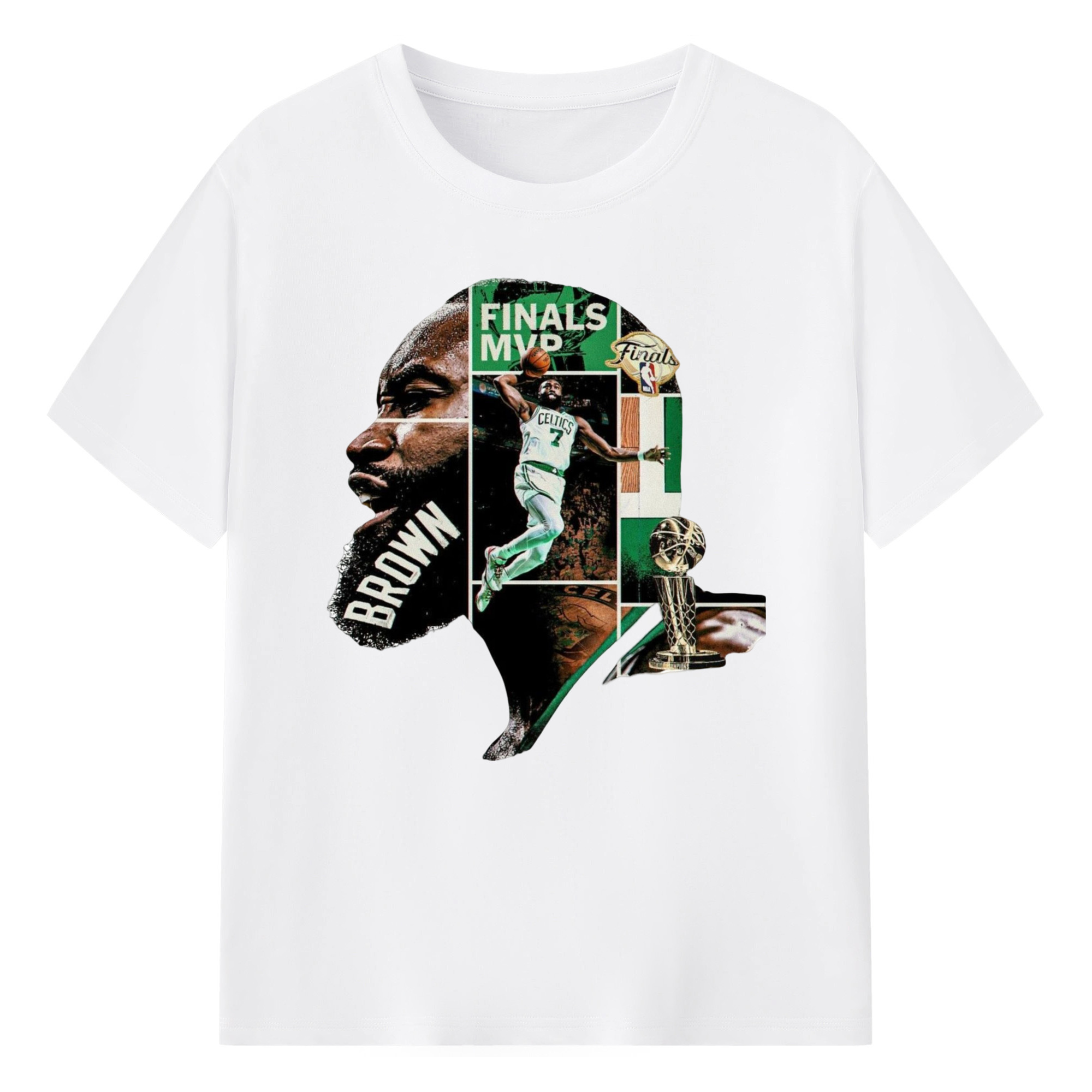 Jaylen Brown 2024 NBA FMVP T-Shirt - 180g Cotton T-Shirt With Front Heat Transfer Print – Soft, Lightweight, Fitted Design – Comfortable Casual Wear For Sports & Everyday Use