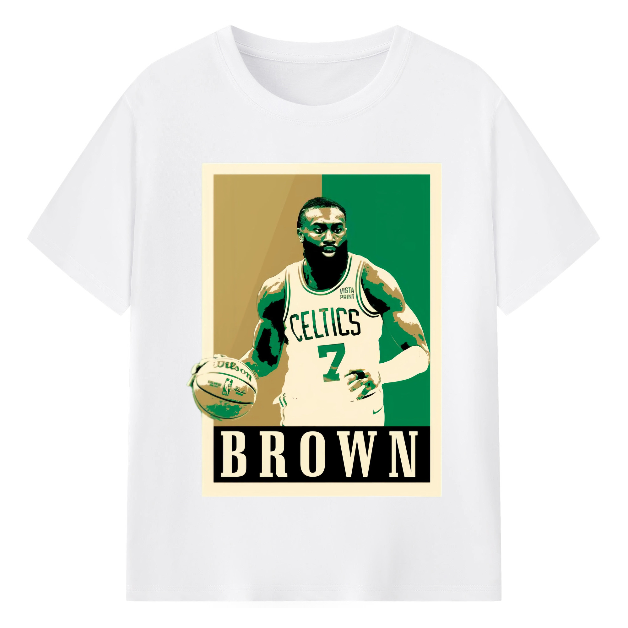Jaylen  Brown Watermark style T‑Shirt - 180g Cotton T-Shirt With Front Heat Transfer Print – Soft, Lightweight, Fitted Design – Comfortable Casual Wear For Sports & Everyday Use