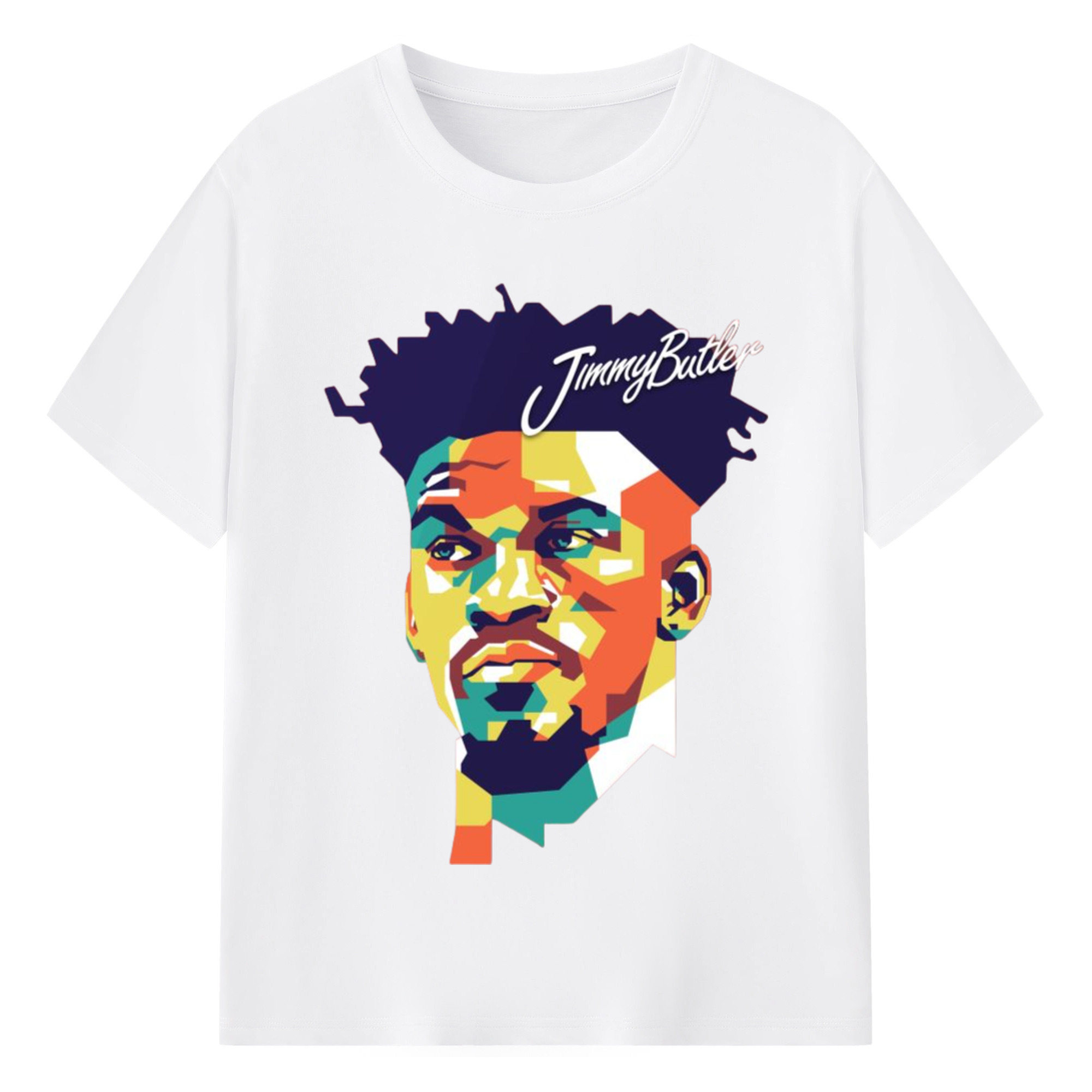 Jimmy butler Painted head portrait T‑Shirt - 180g Cotton T-Shirt With Front Heat Transfer Print – Soft, Lightweight, Fitted Design – Comfortable Casual Wear For Sports & Everyday Use