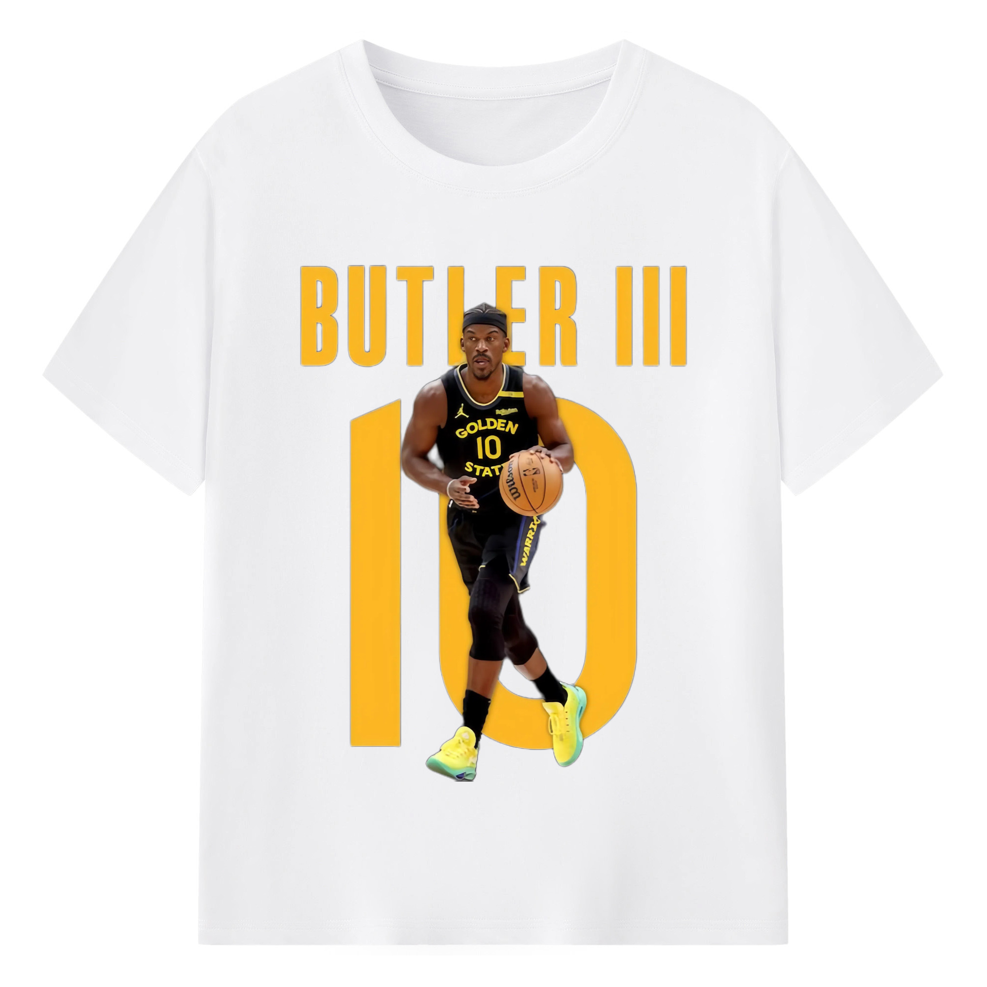 Jimmy butler warriors #10 T-shirt - 180g Cotton T-Shirt With Front Heat Transfer Print – Soft, Lightweight, Fitted Design – Comfortable Casual Wear For Sports & Everyday Use