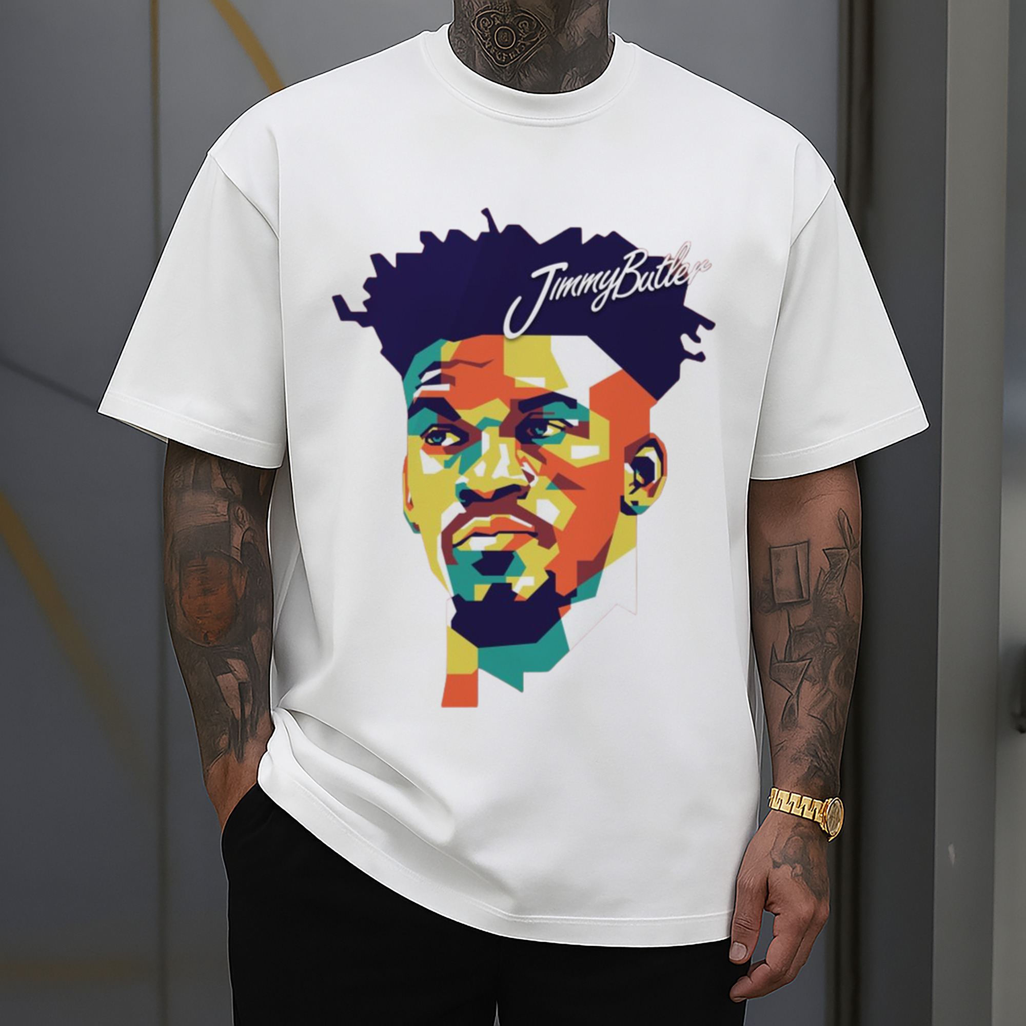 jimmy butler Painted head portrait T‑Shirt