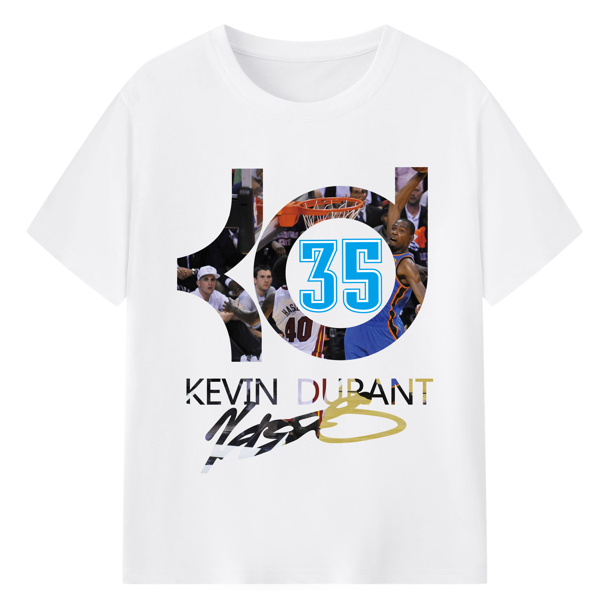 Kevin Durant #35 kD logo T‑shirt - 180g Cotton T-Shirt With Front Heat Transfer Print – Soft, Lightweight, Fitted Design – Comfortable Casual Wear For Sports & Everyday Use