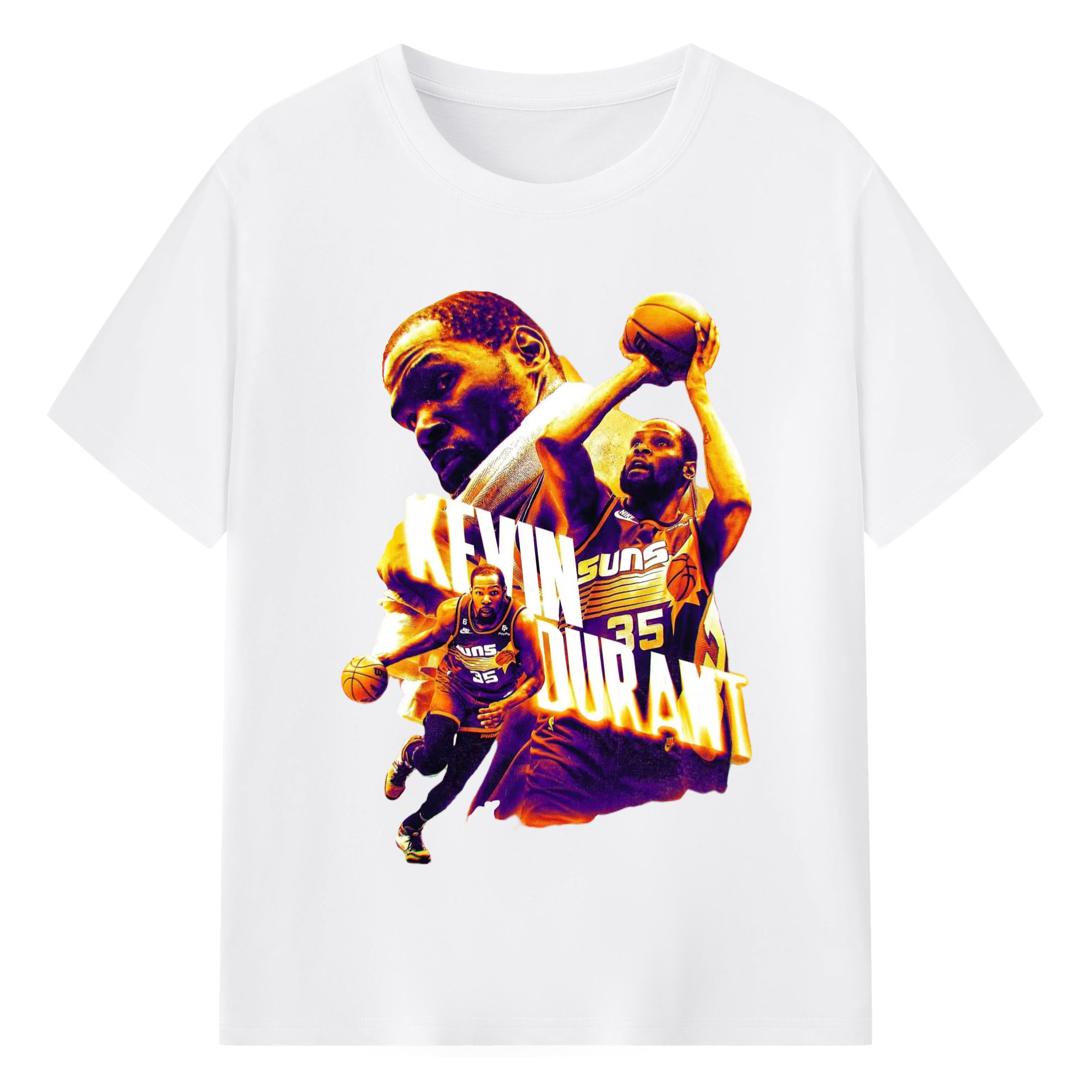 Kevin Durant suns #7 T‑shirt - 180g Cotton T-Shirt With Front Heat Transfer Print – Soft, Lightweight, Fitted Design – Comfortable Casual Wear For Sports & Everyday Use