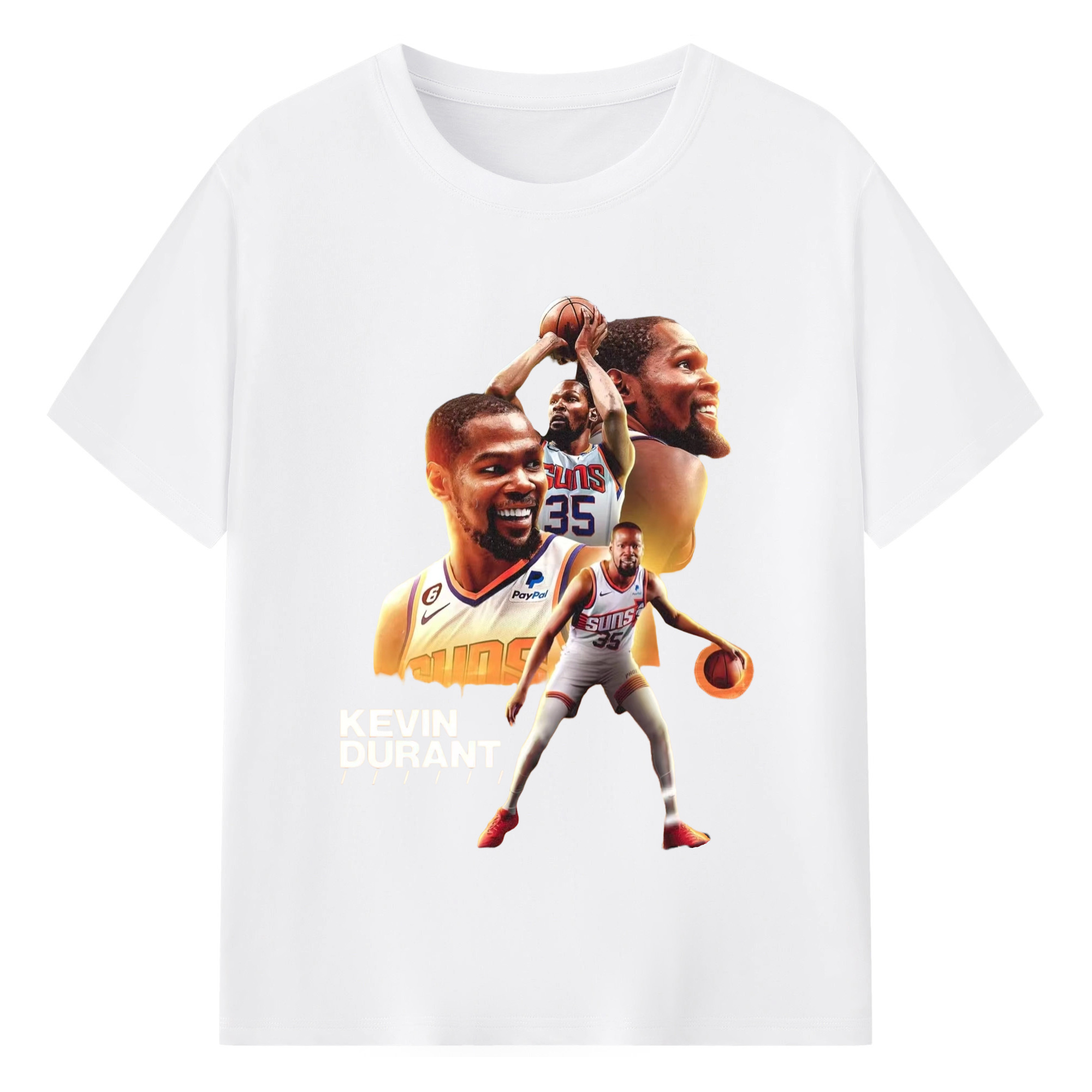 Kevin Durant suns #7 Collage graphic T‑Shirt - 180g Cotton T-Shirt With Front Heat Transfer Print – Soft, Lightweight, Fitted Design – Comfortable Casual Wear For Sports & Everyday Use