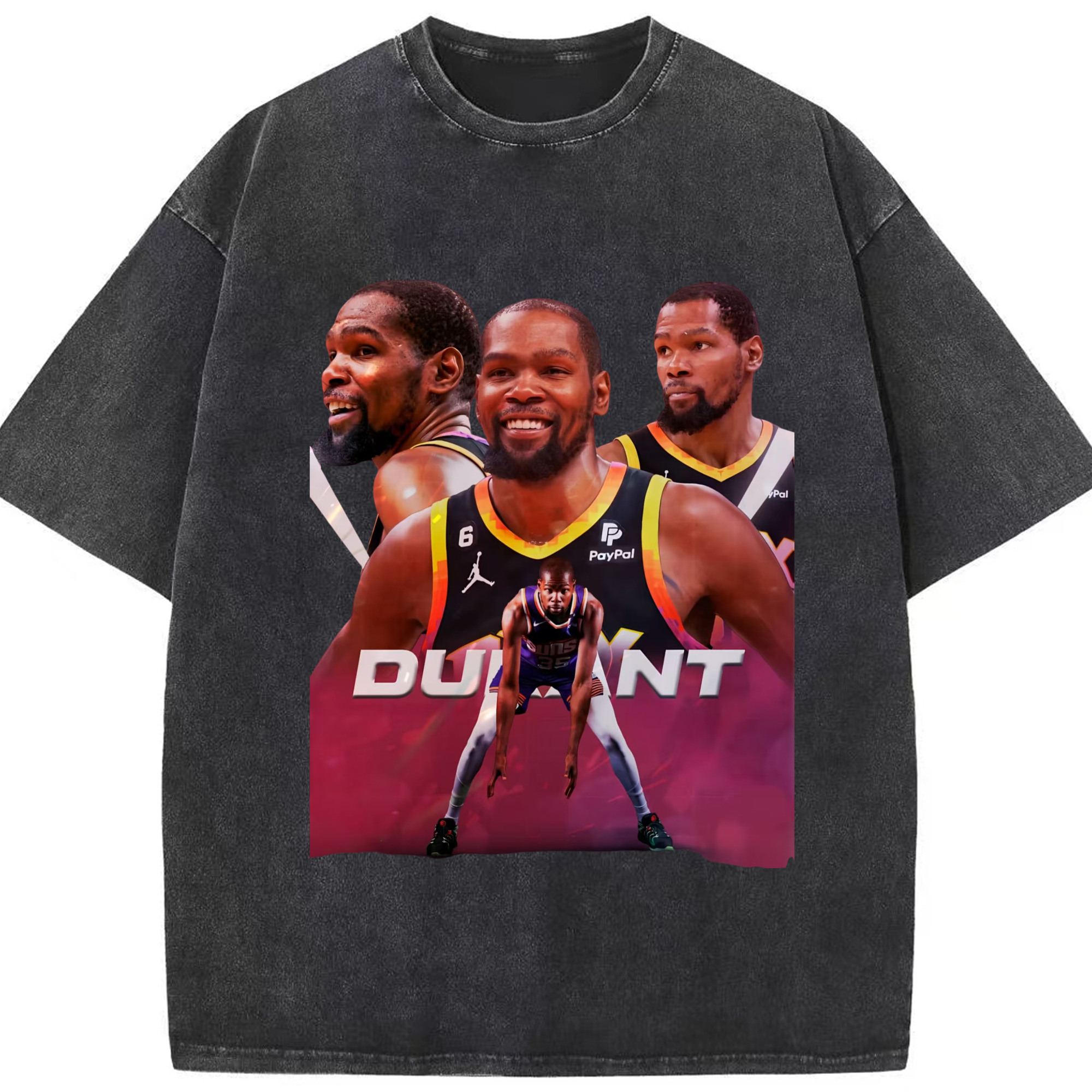 Kevin Durant Slim Reaper T‑shirt - Washed Vintage Look 230g Cotton Oversized T-Shirt With Front Heat Transfer Print – Soft, Lightweight, Stylish Fit – Comfortable Casual Wear For Sports & Everyday Use
